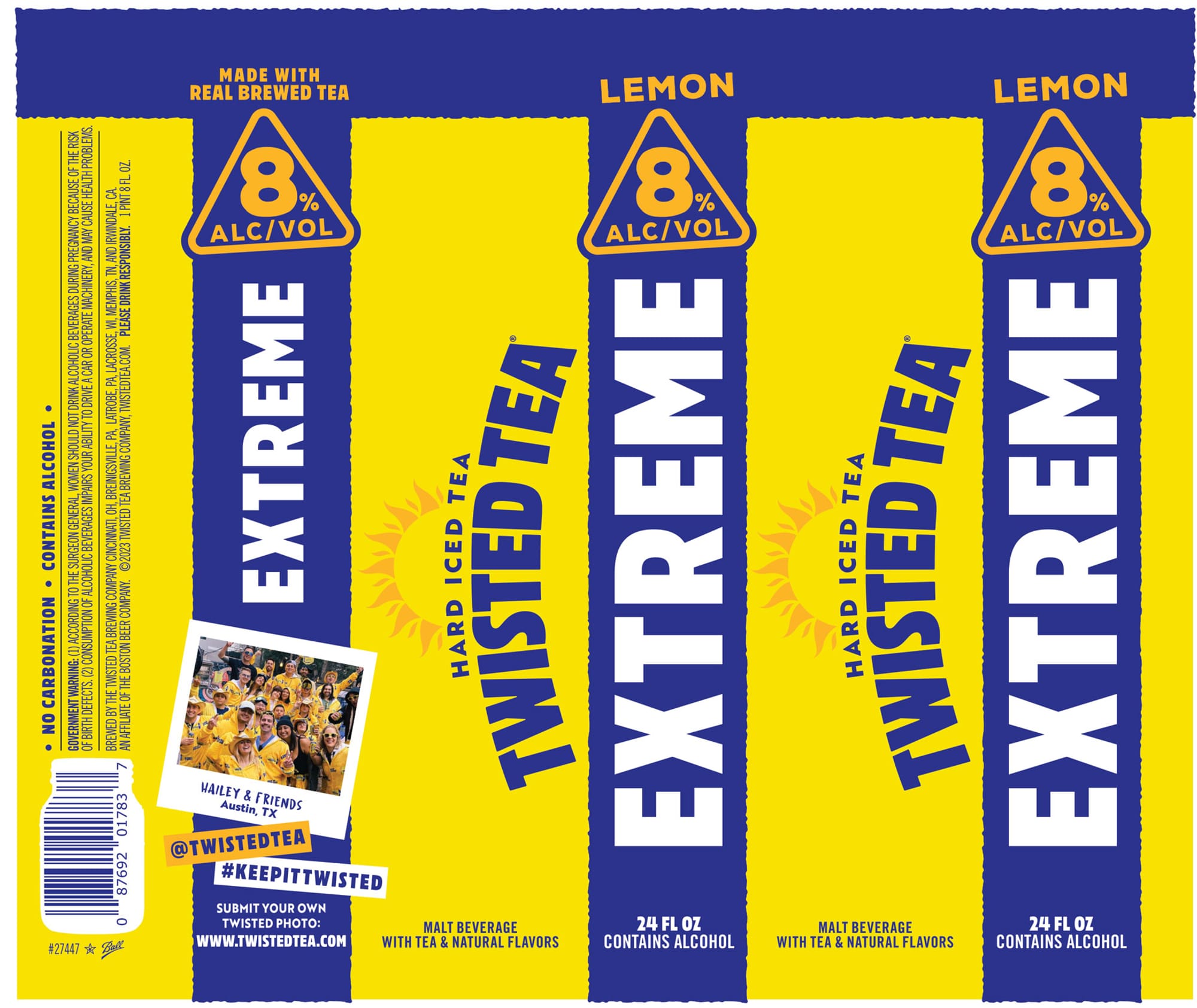 Twisted Tea Extreme Hard Iced Tea Lemon by Boston Brewing Company - beer label