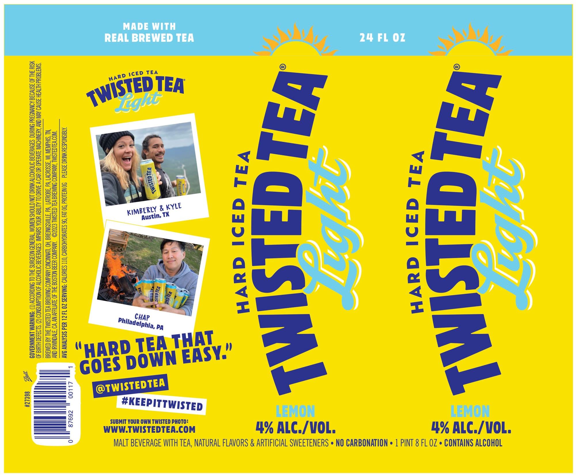 Twisted Tea Hard Iced Tea Light by Boston Beer Company - beer label