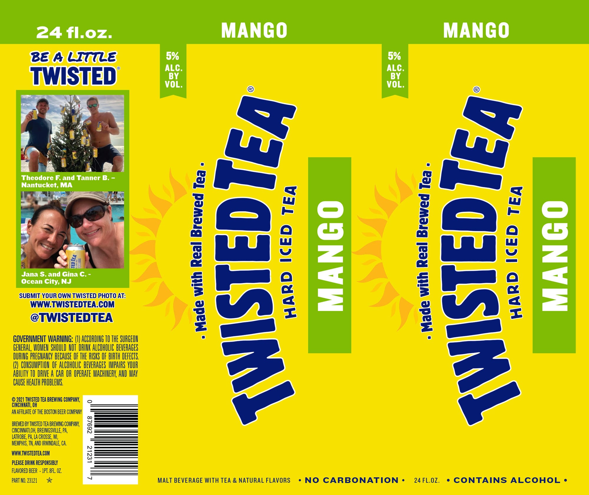 Twisted Tea Hard Iced Tea with Mango by Boston Beer Company - beer label