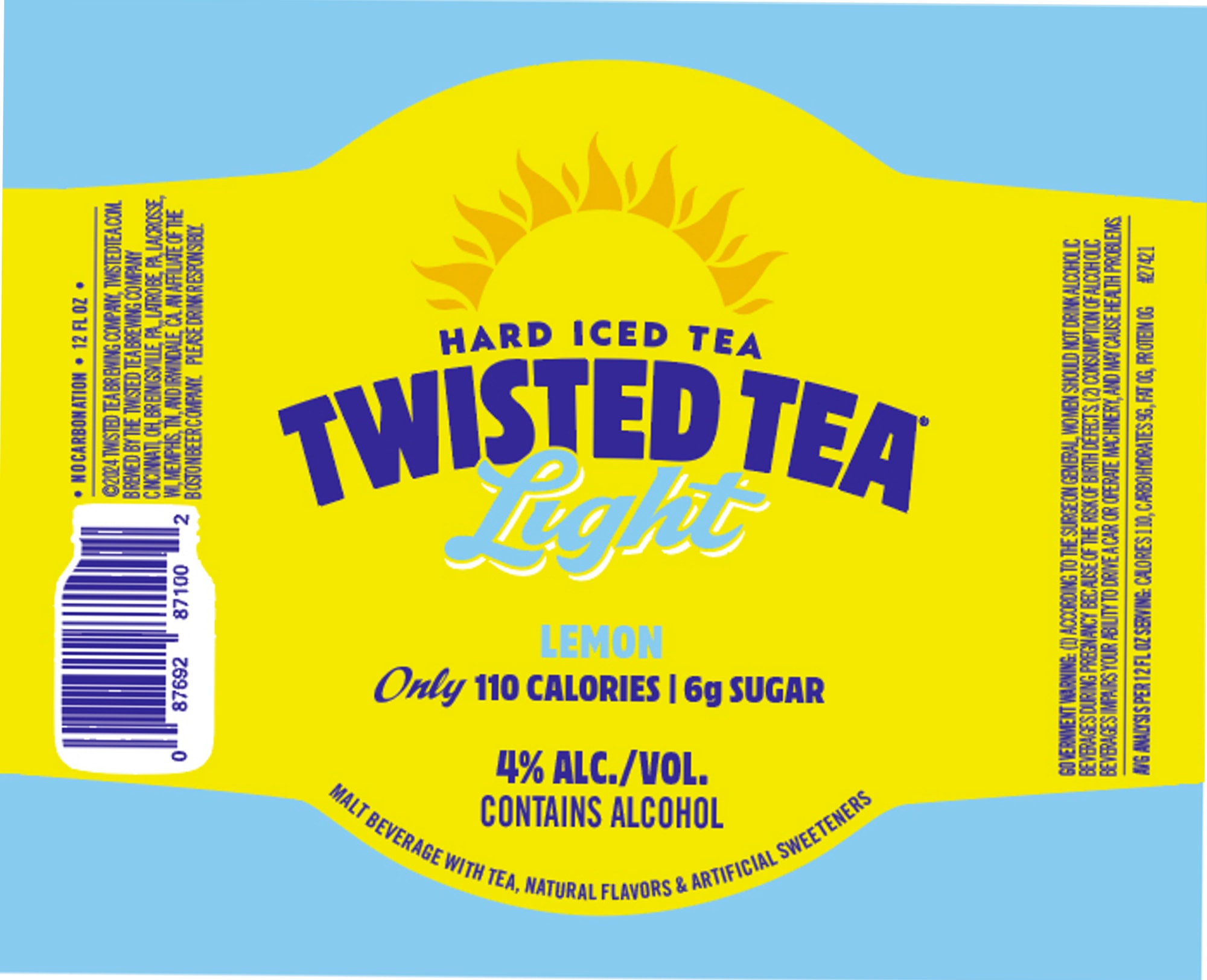 Twisted Tea Light Lemon by Boston Beer Company - beer label