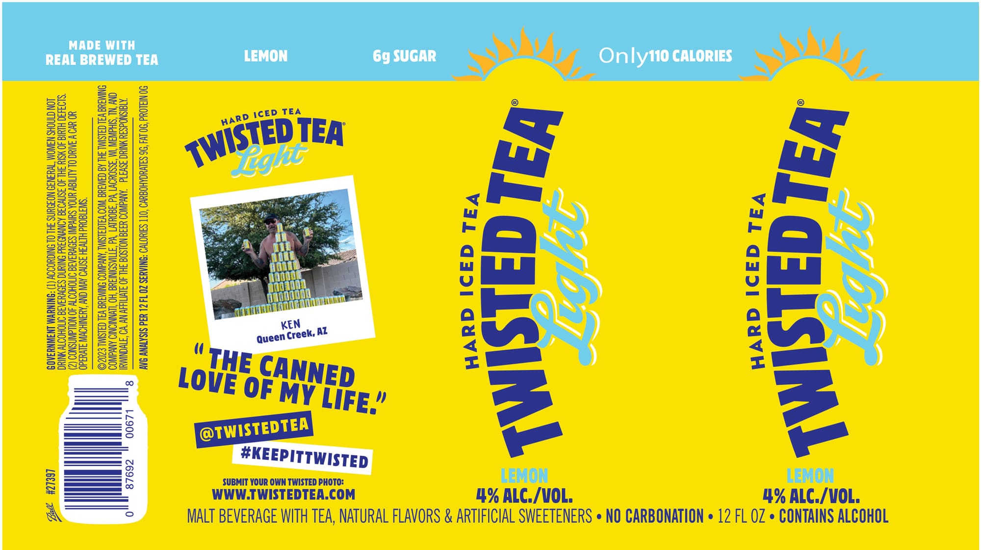 Twisted Tea Light Lemon by Boston Beer Company - beer label