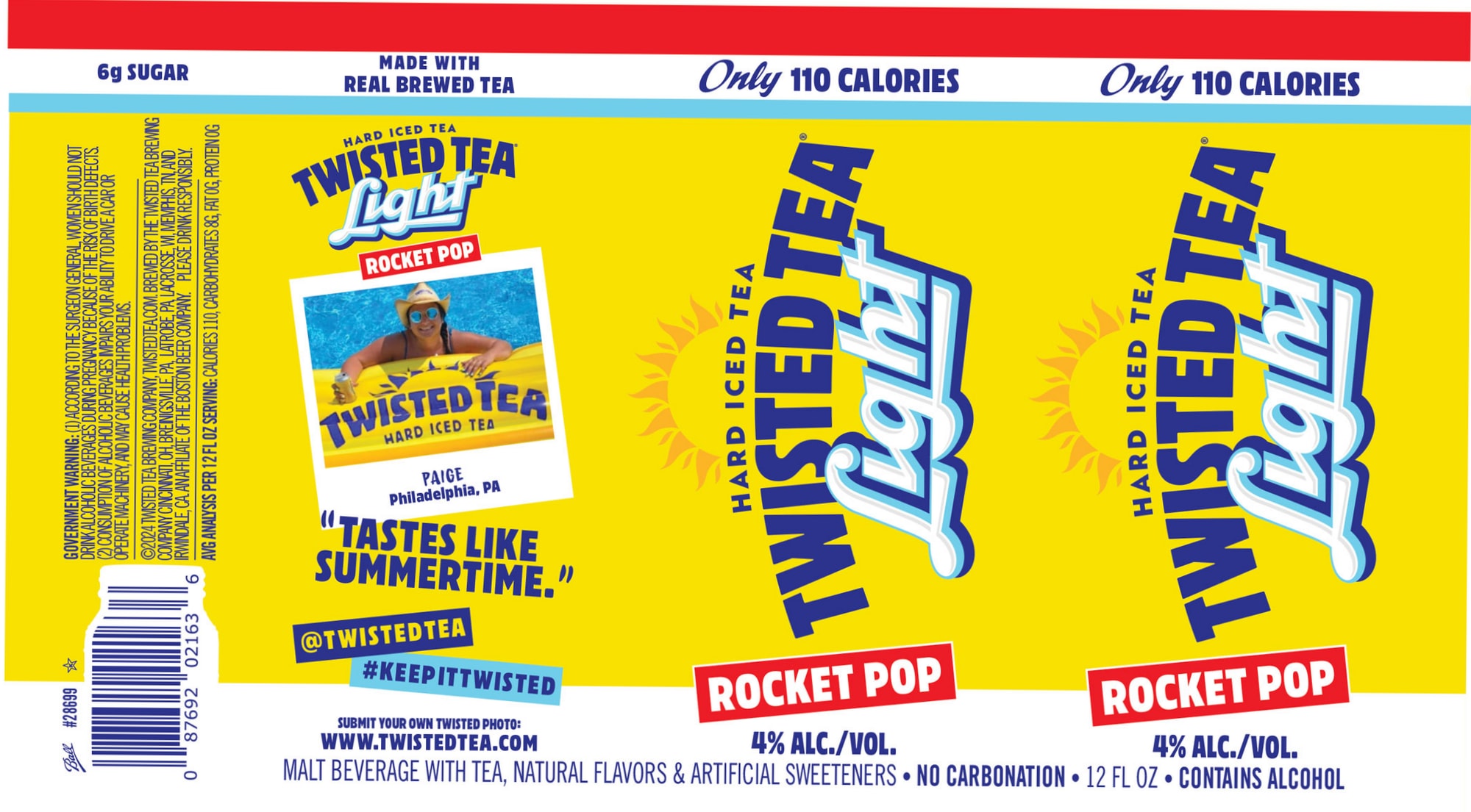Twisted Tea Light Rocket Pop by Boston Beer Company - beer label