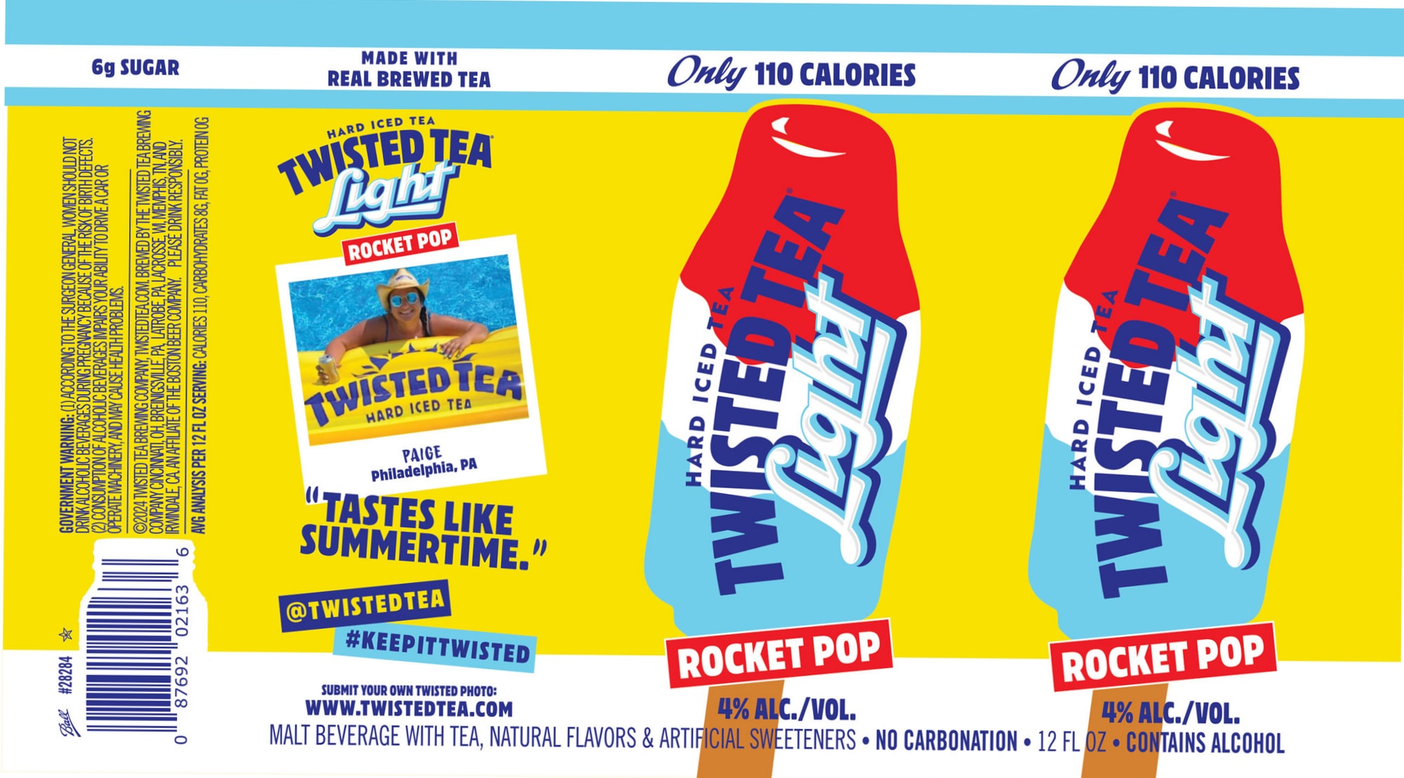 Twisted Tea Light Rocket Pop by Boston Beverage Company - beer label