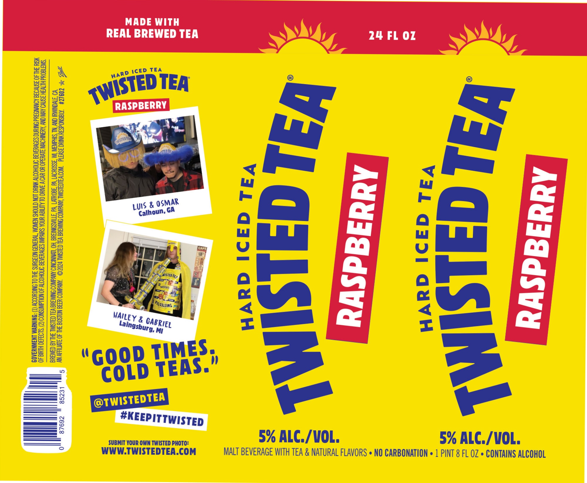 Twisted Tea Raspberry by Boston Beer Company - beer label
