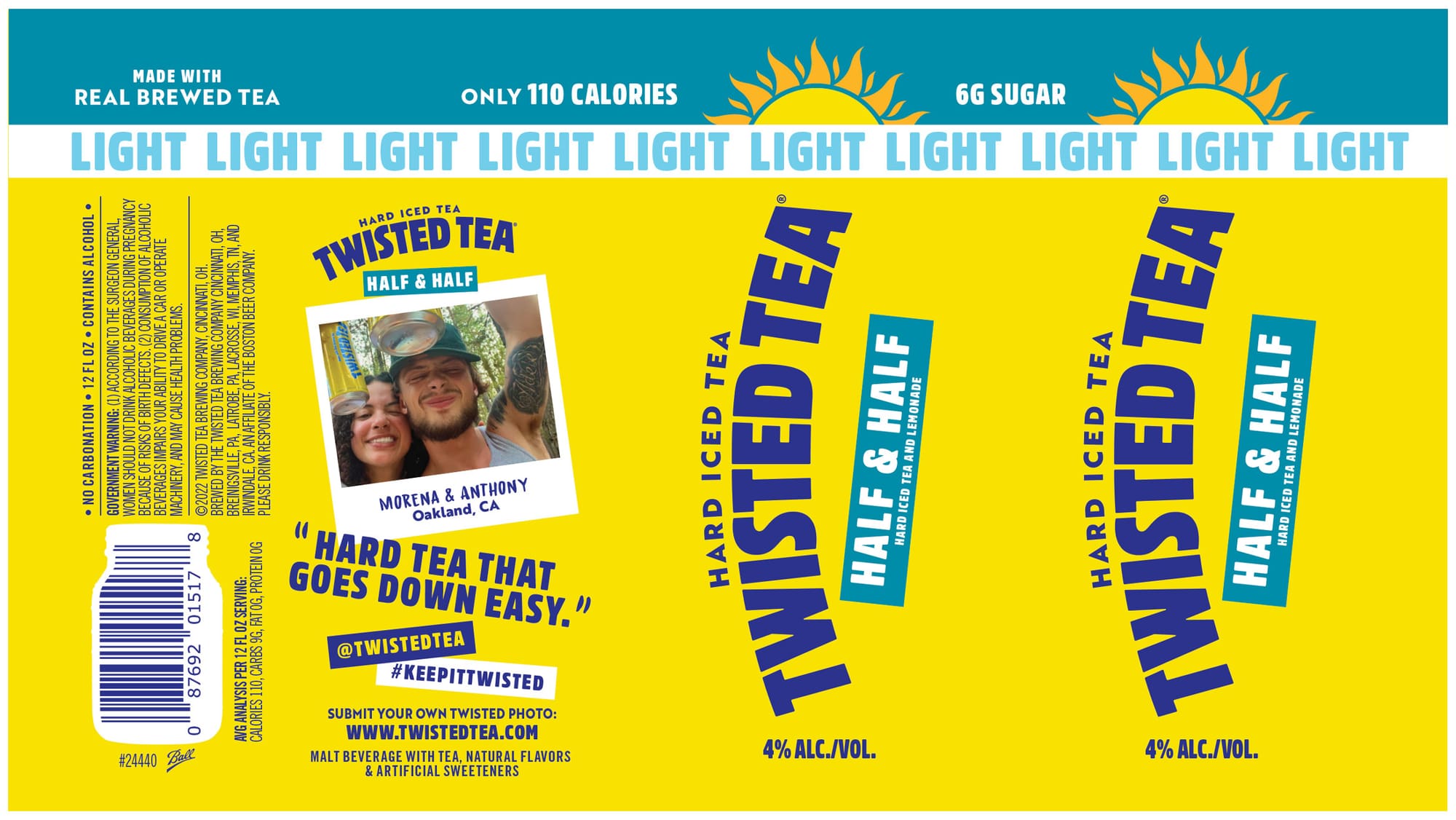 Twisted Tea Hard Iced Tea Half & Half by Boston Beer Company - beer label