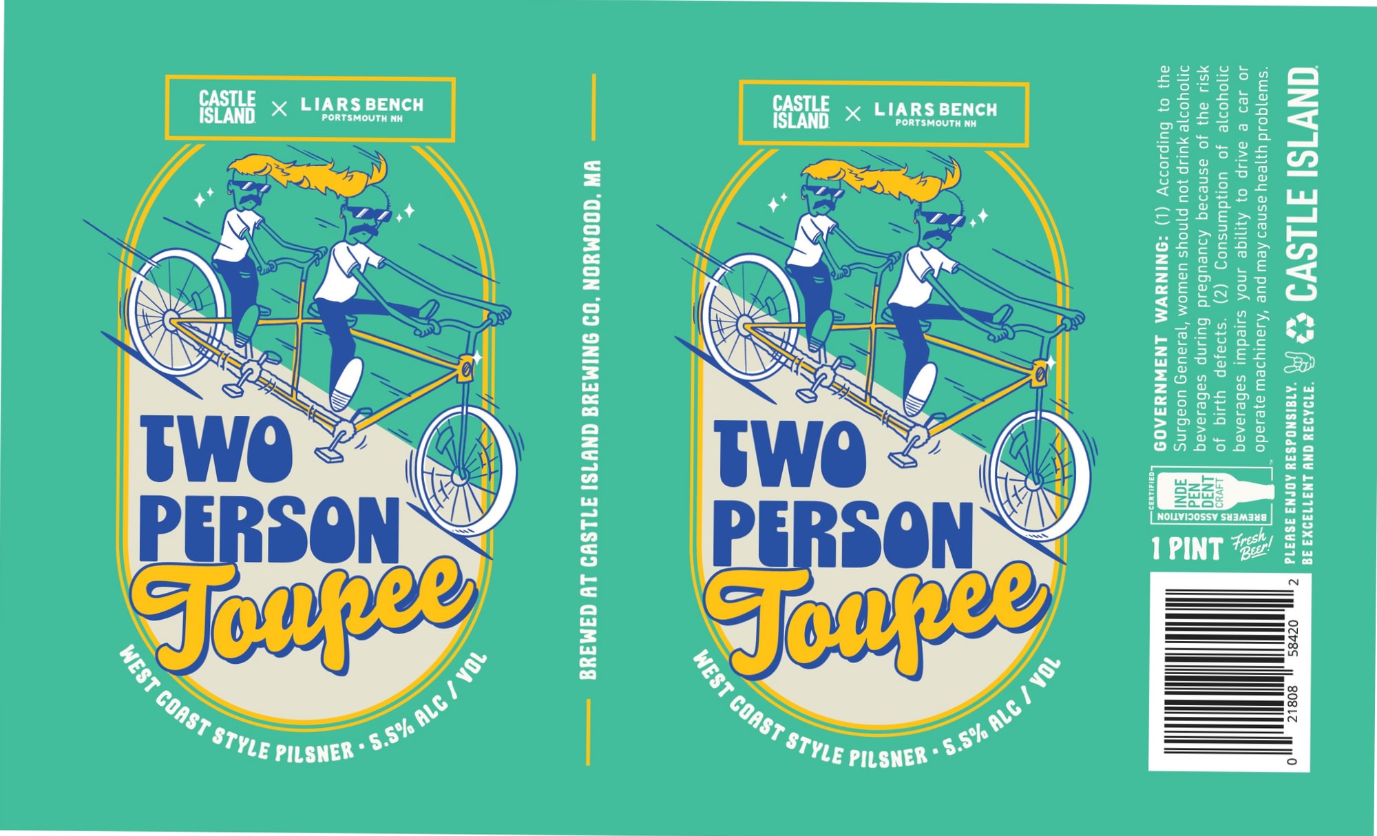Two Person Toupee by Castle Island Brewing - beer label
