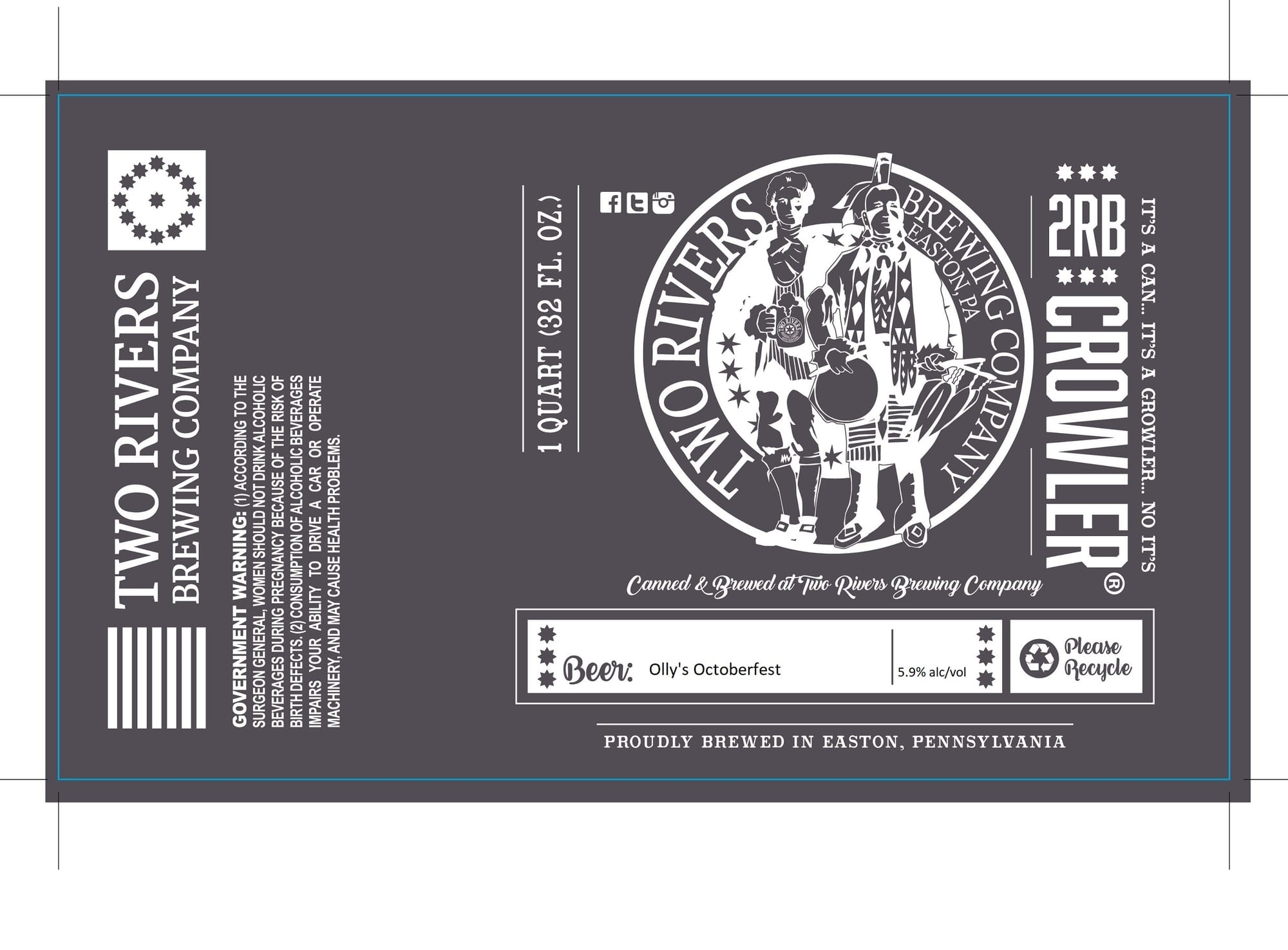 Crowler by Two Rivers Brewing Company - beer label