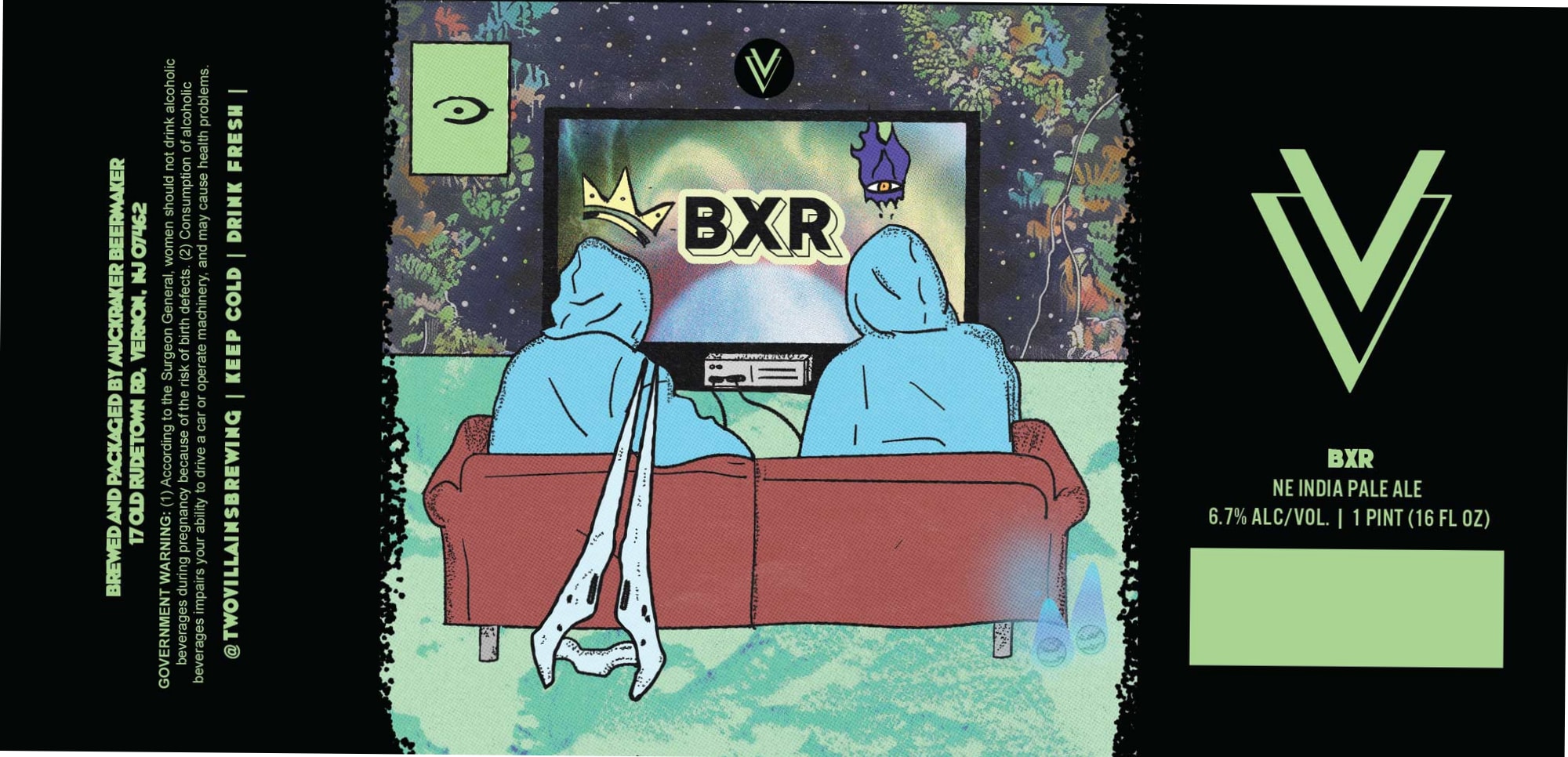 BXR by Two Villains Brewing - beer label