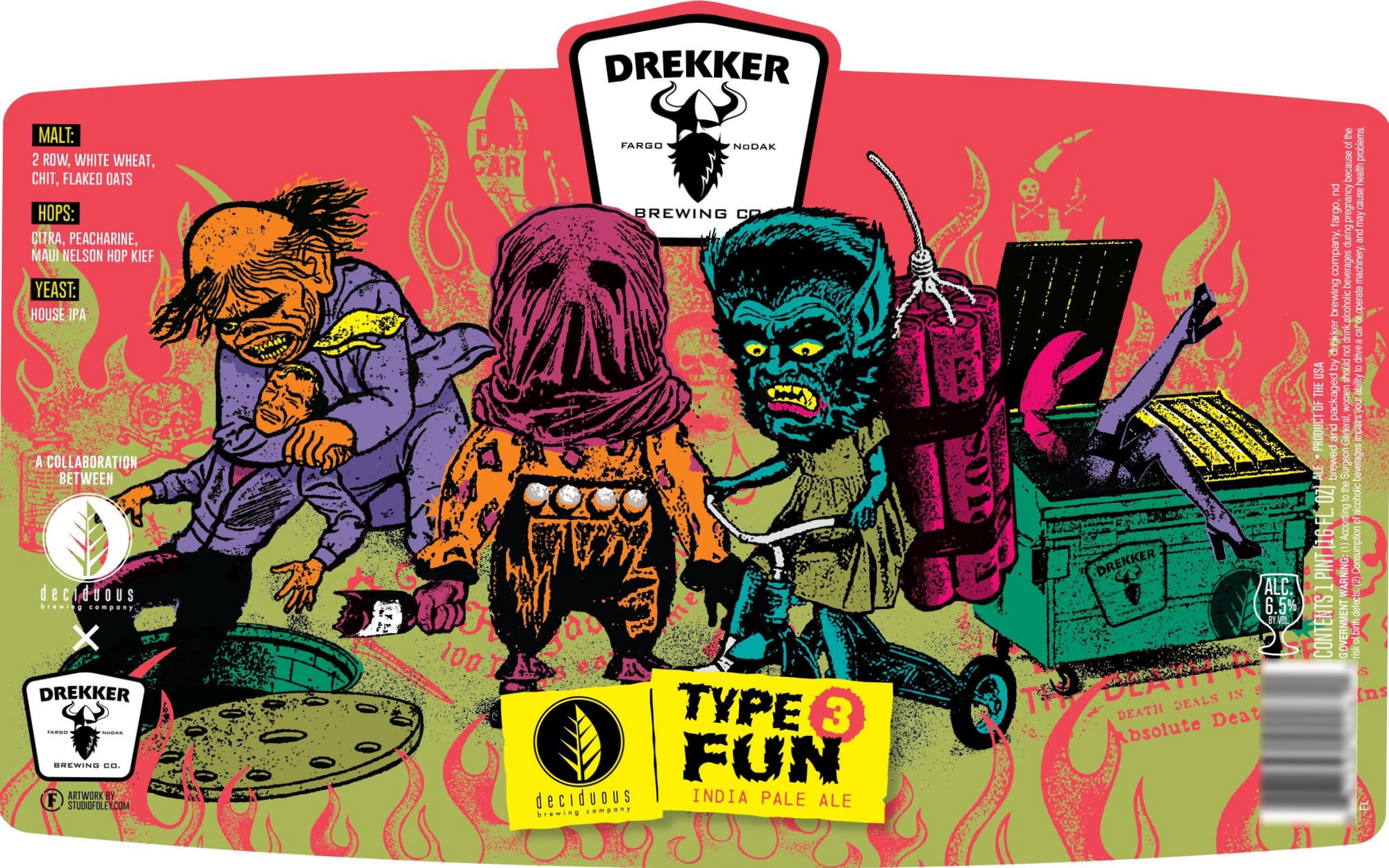 Type 3 Fun by Drekkker Brewing Co. - beer label
