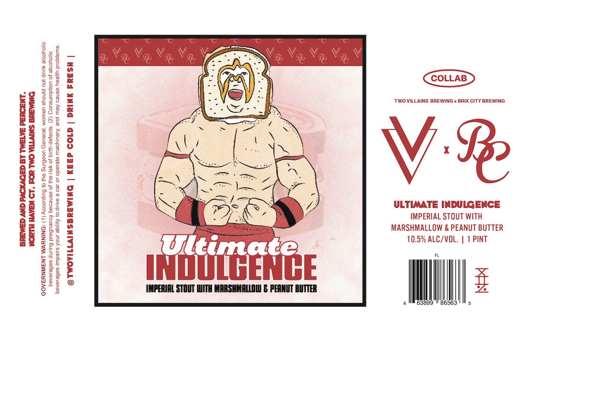 Ultimate Indulgence by Two Villains Brewing - beer label