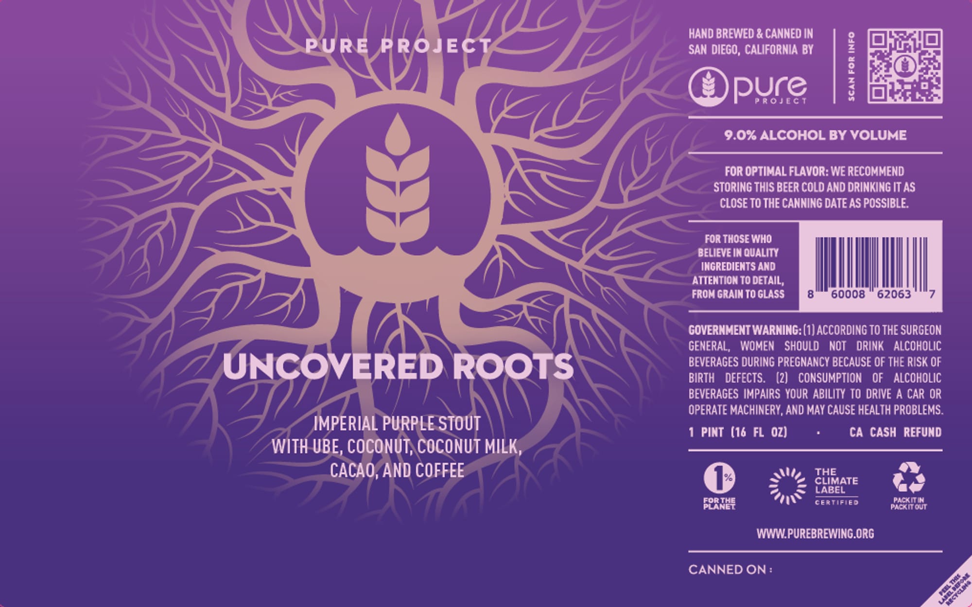 Uncovered Roots by Pure Project - beer label