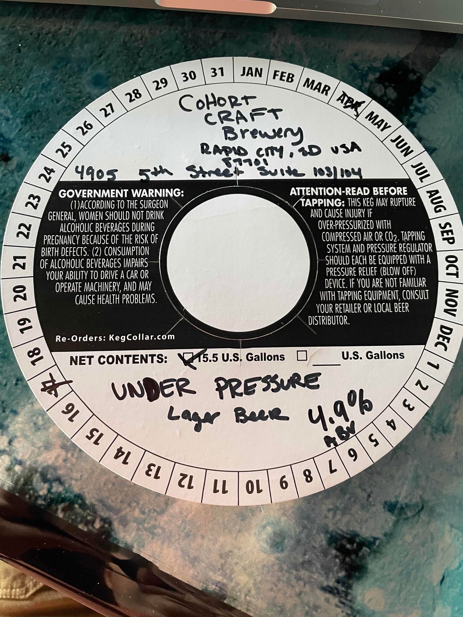 Under Pressure by Cohort Craft Brewery - beer label