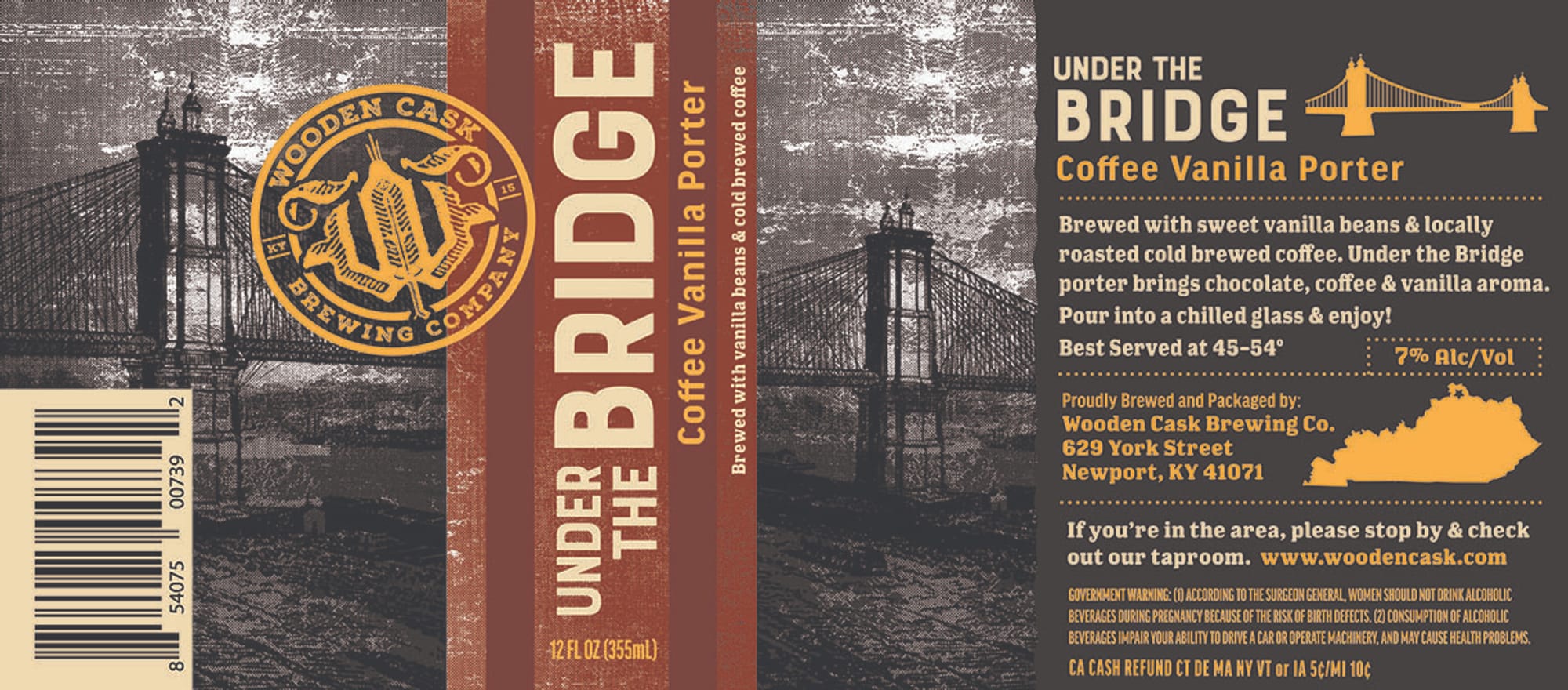 Under The Bridge Coffee Vanilla Porter by Wooden Cask Brewing Company - beer label