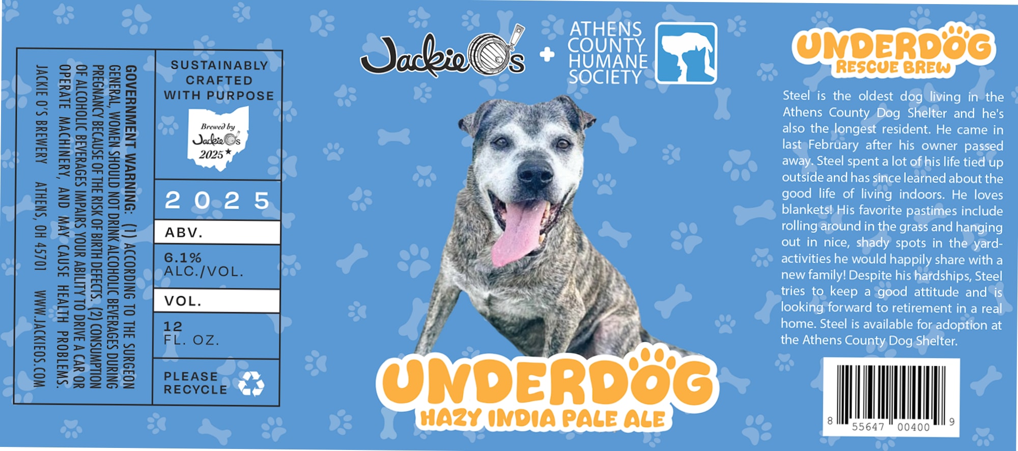 Underdog by Jackie O's Brewery - beer label