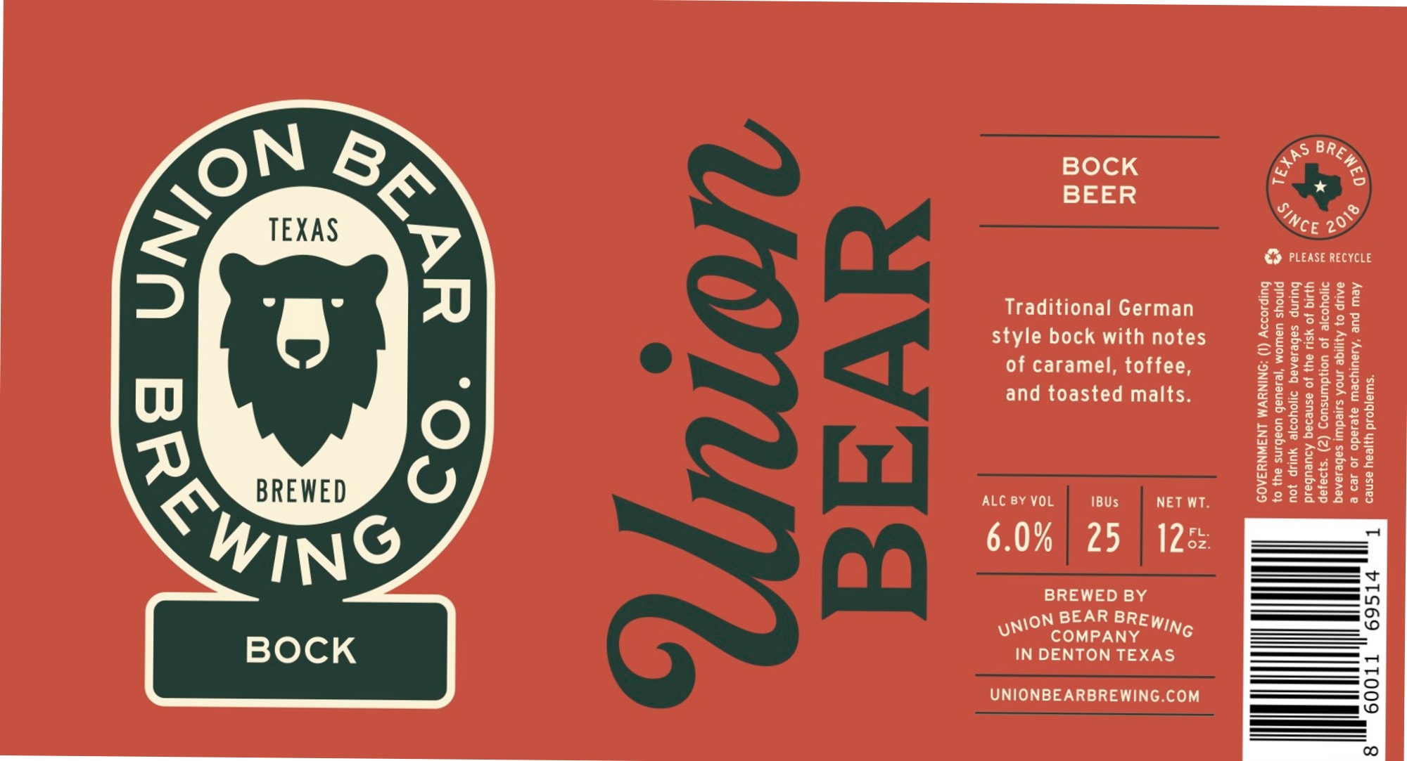 Union Bear Bock by Union Bear Brewing - beer label