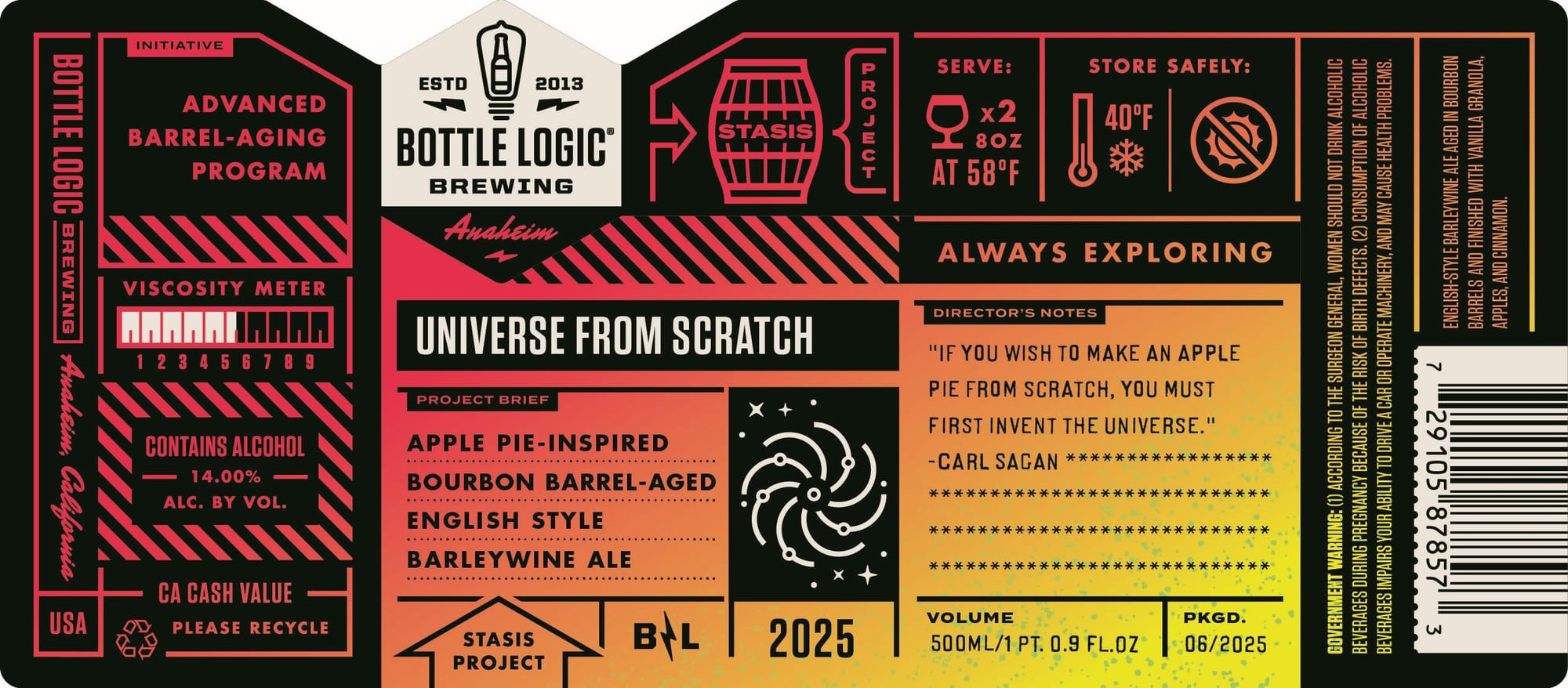 Universe From Scratch by Bottle Logic Brewing - beer label