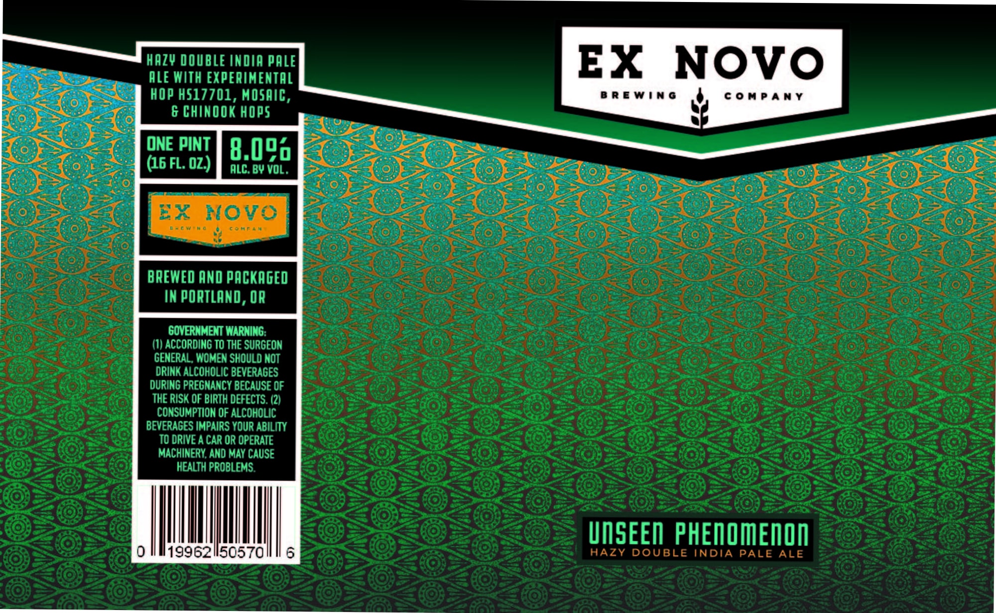 Unseen Phenomenon by Ex Novo Brewing Company - beer label