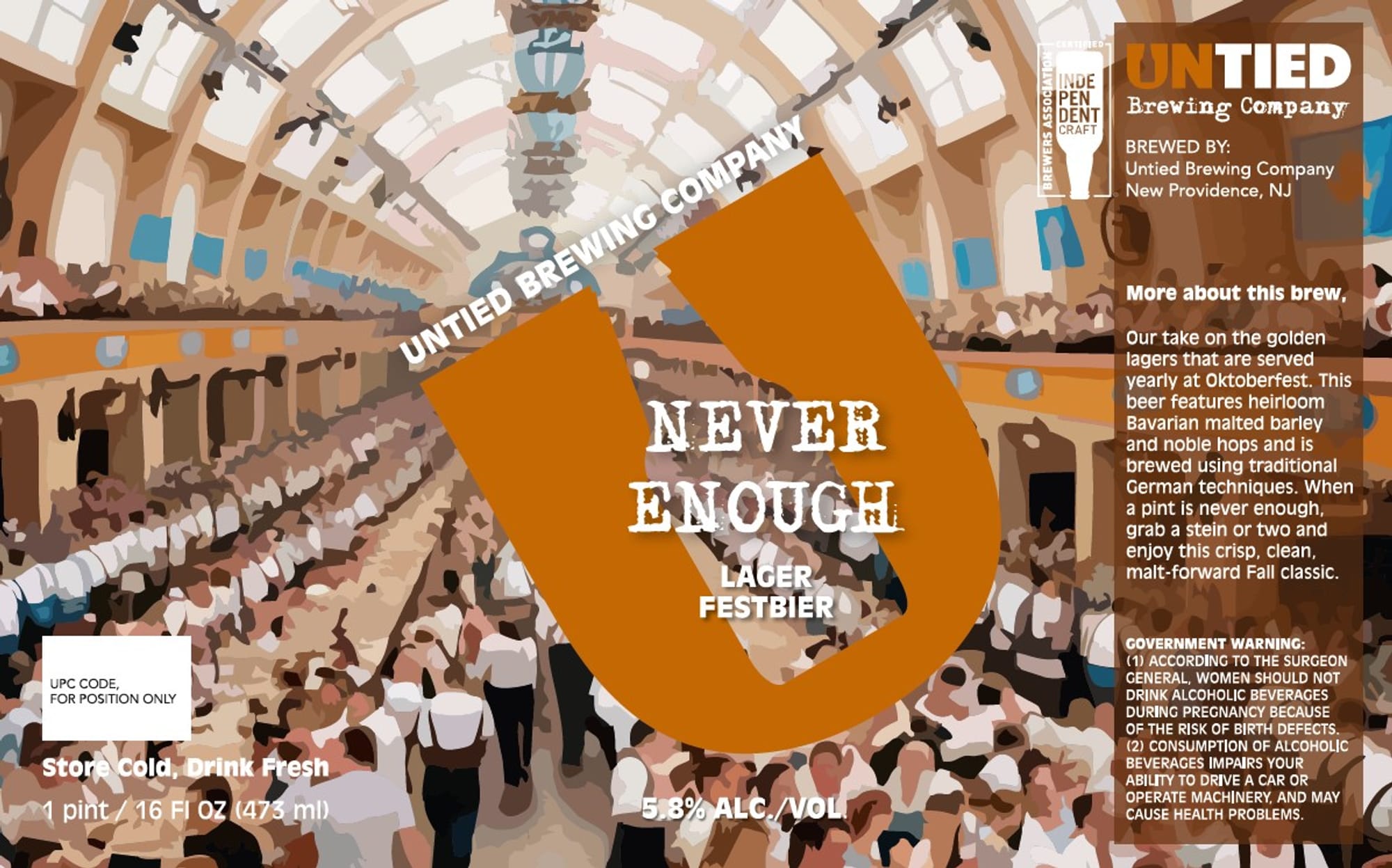 Never Enough Festbier by Untied Brewing Company - beer label