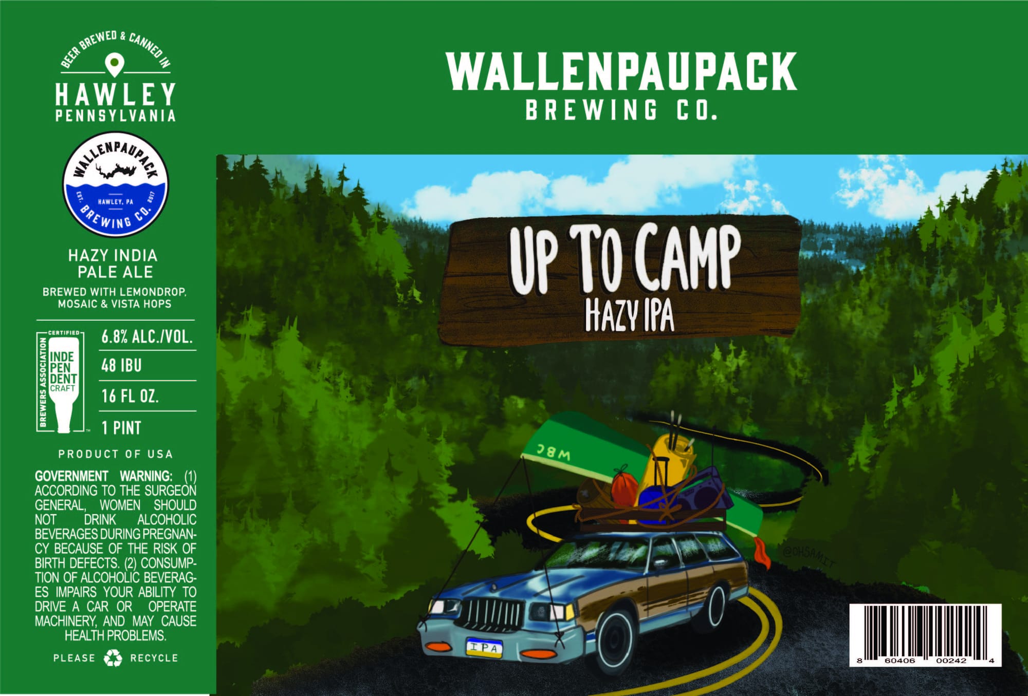 Up To Camp Hazy IPA by Wallenpaupack Brewing Co. - beer label