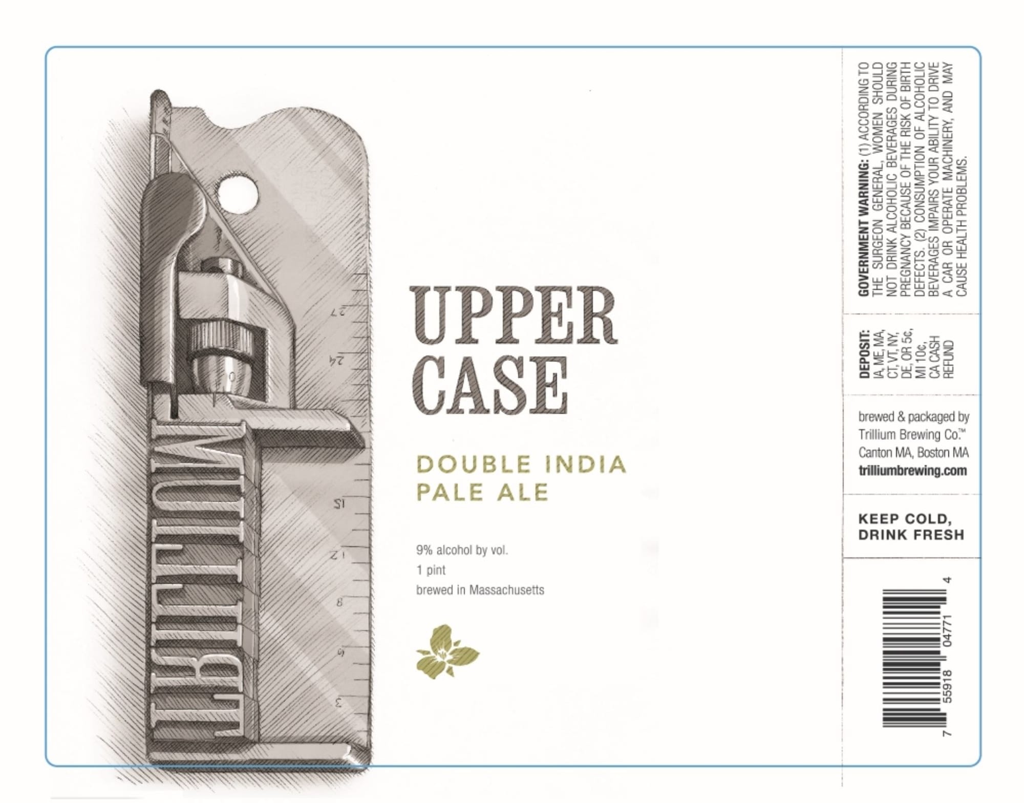 Upper Case by Trillium Brewing Co. - beer label