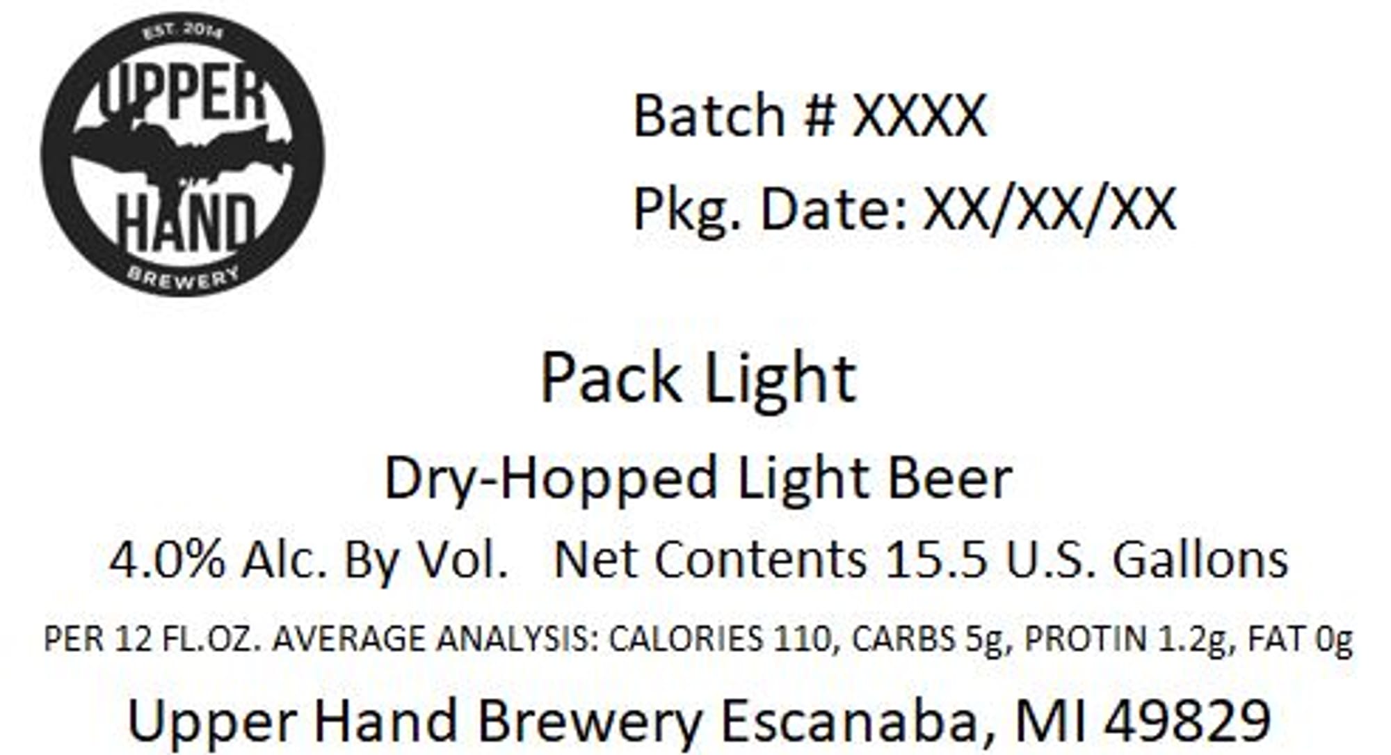 Dry-Hopped Light Beer by Upper Hand Brewery - beer label