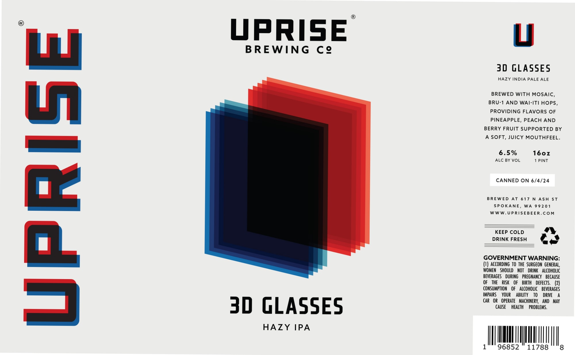 3D Glasses by Uprise Brewing Co. - beer label