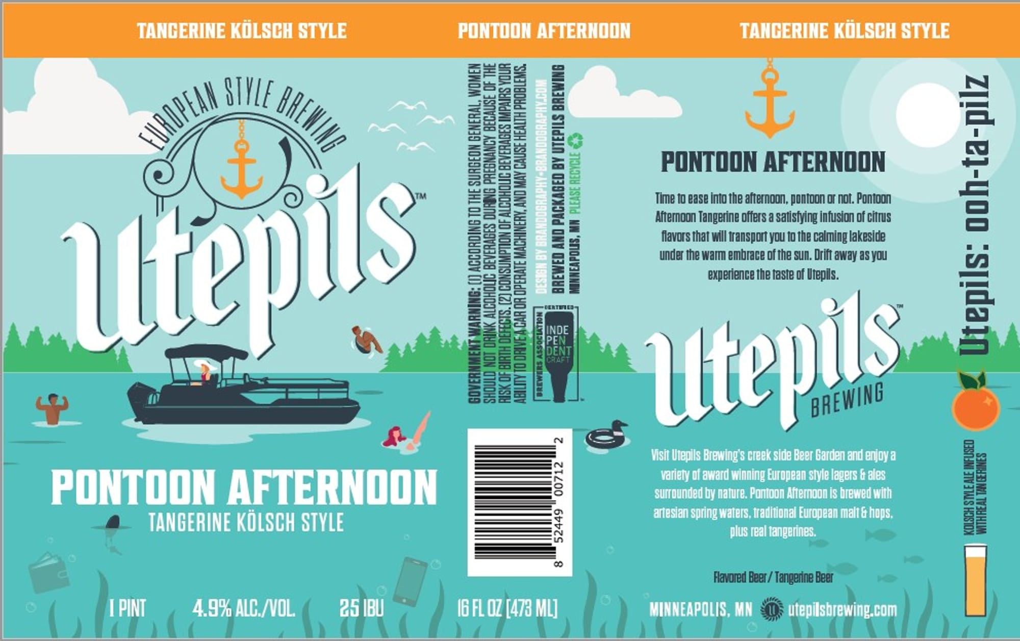 Pontoon Afternoon by Utepils Brewing - beer label