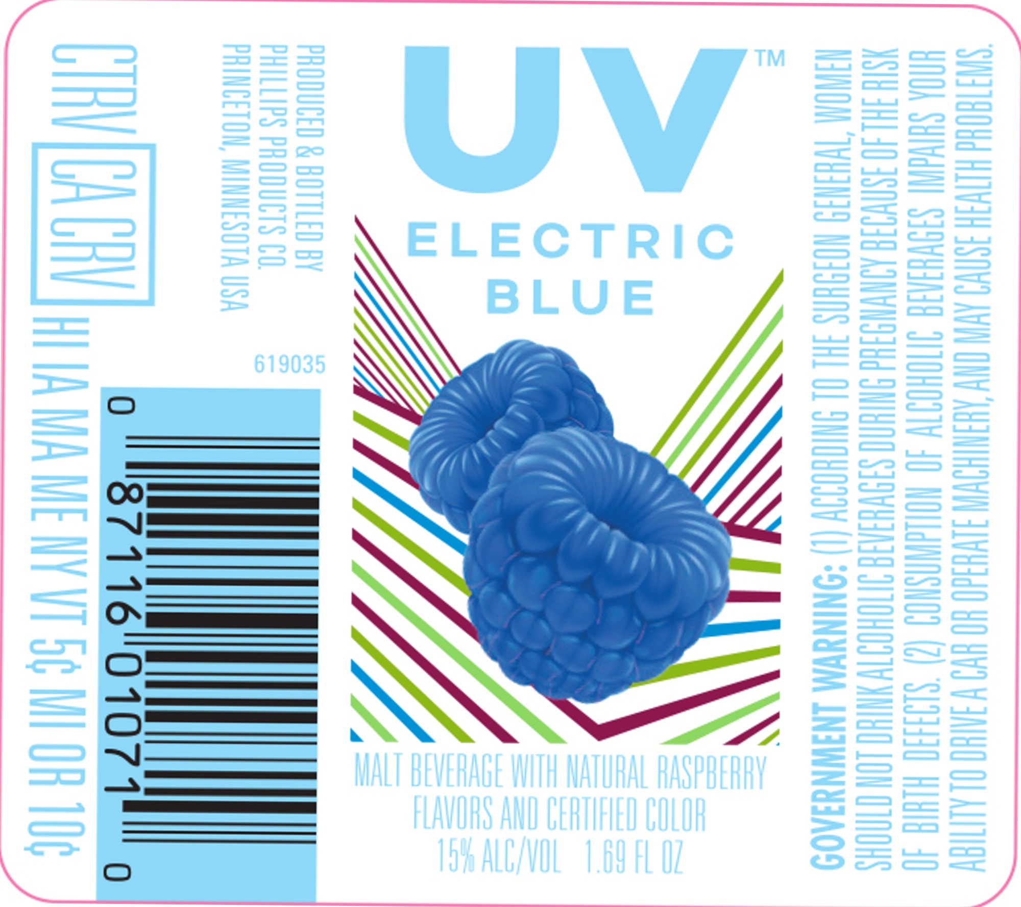 UV Electric Blue by Phillips Products Co. - beer label