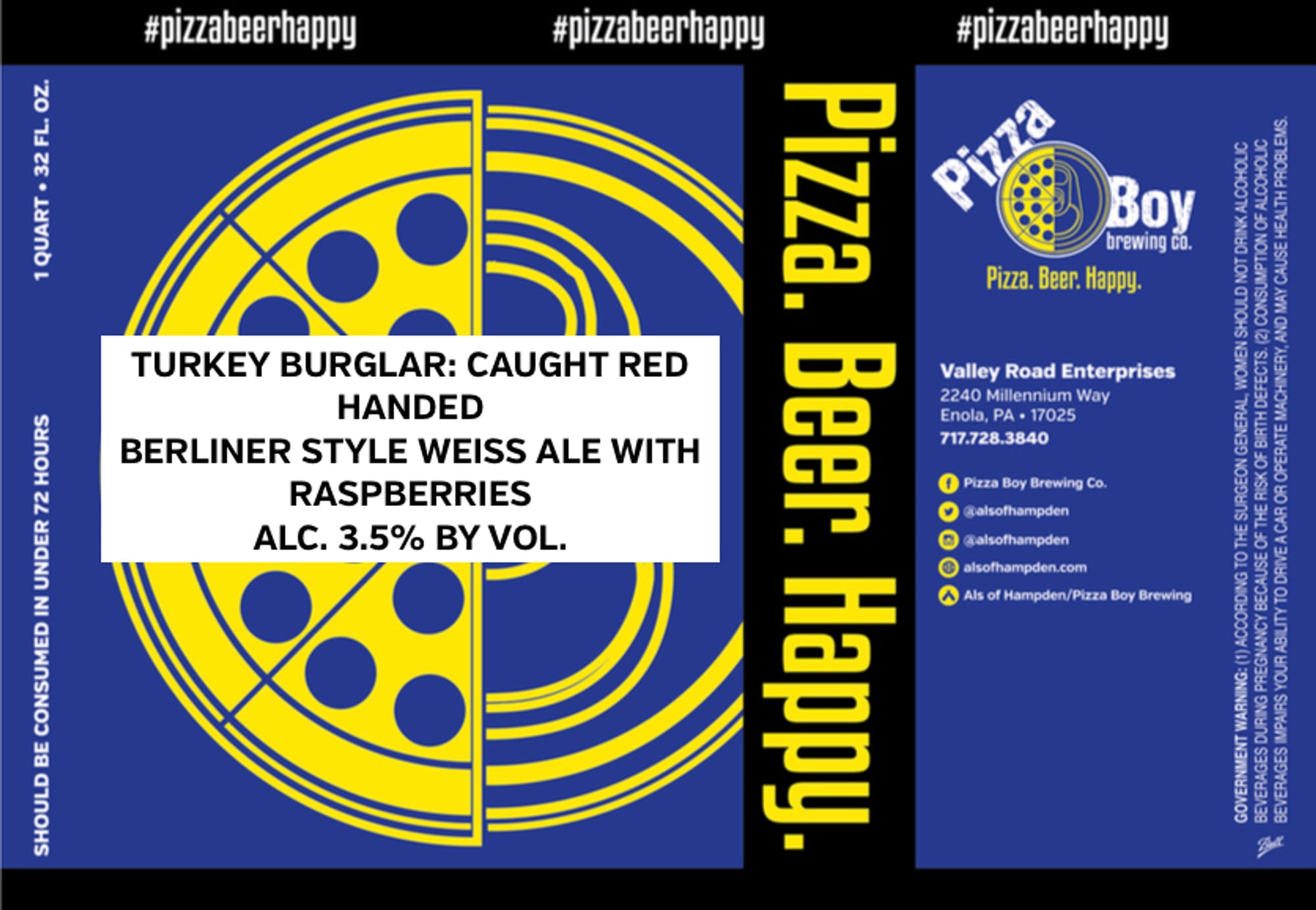 Turkey Burglar: Caught Red Handed by Pizza Boy Brewing Co. - beer label