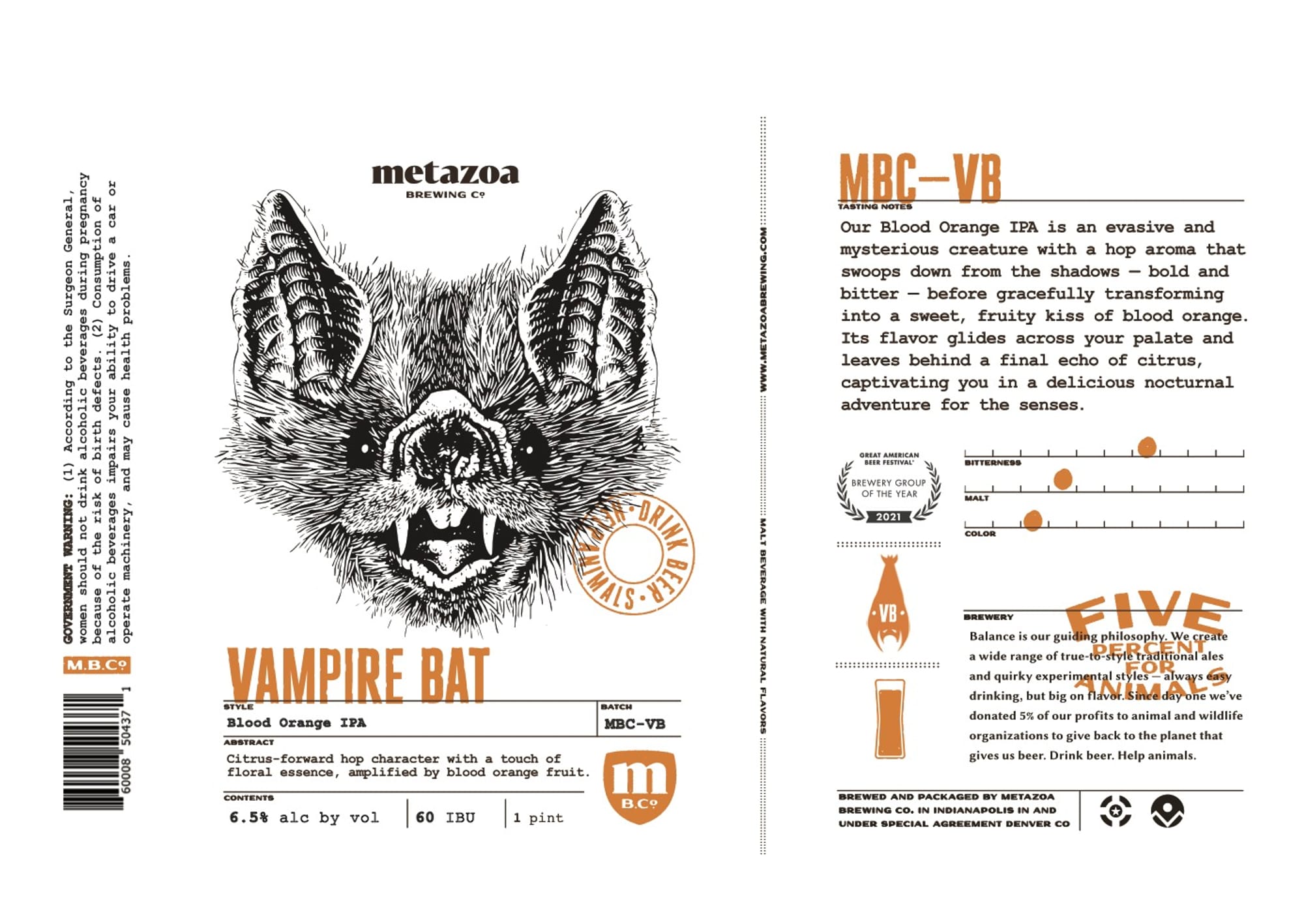 Vampire Bat by Metazoa Brewing Co. - beer label