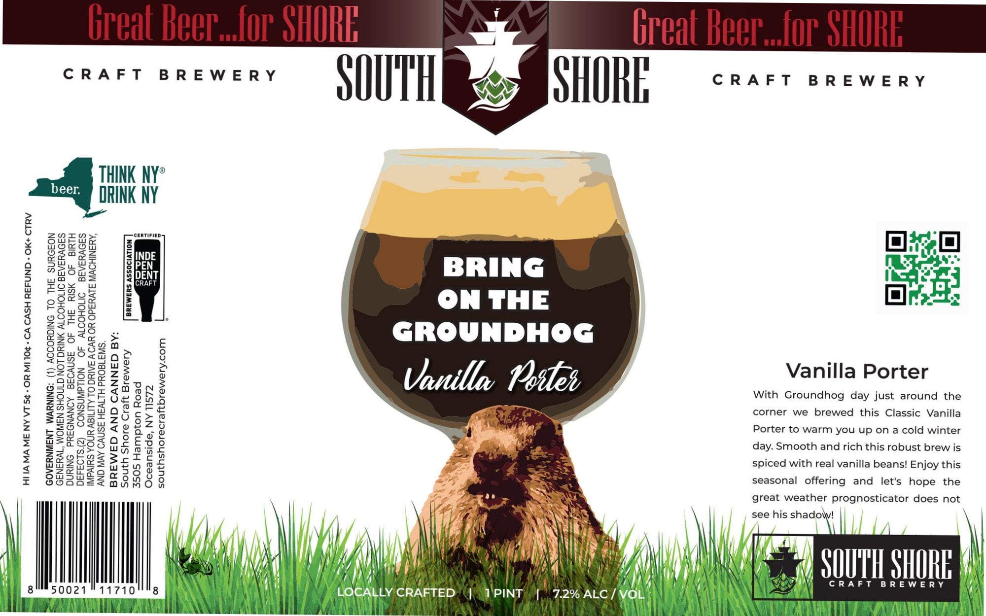 Vanilla Porter by South Shore Craft Brewery - beer label