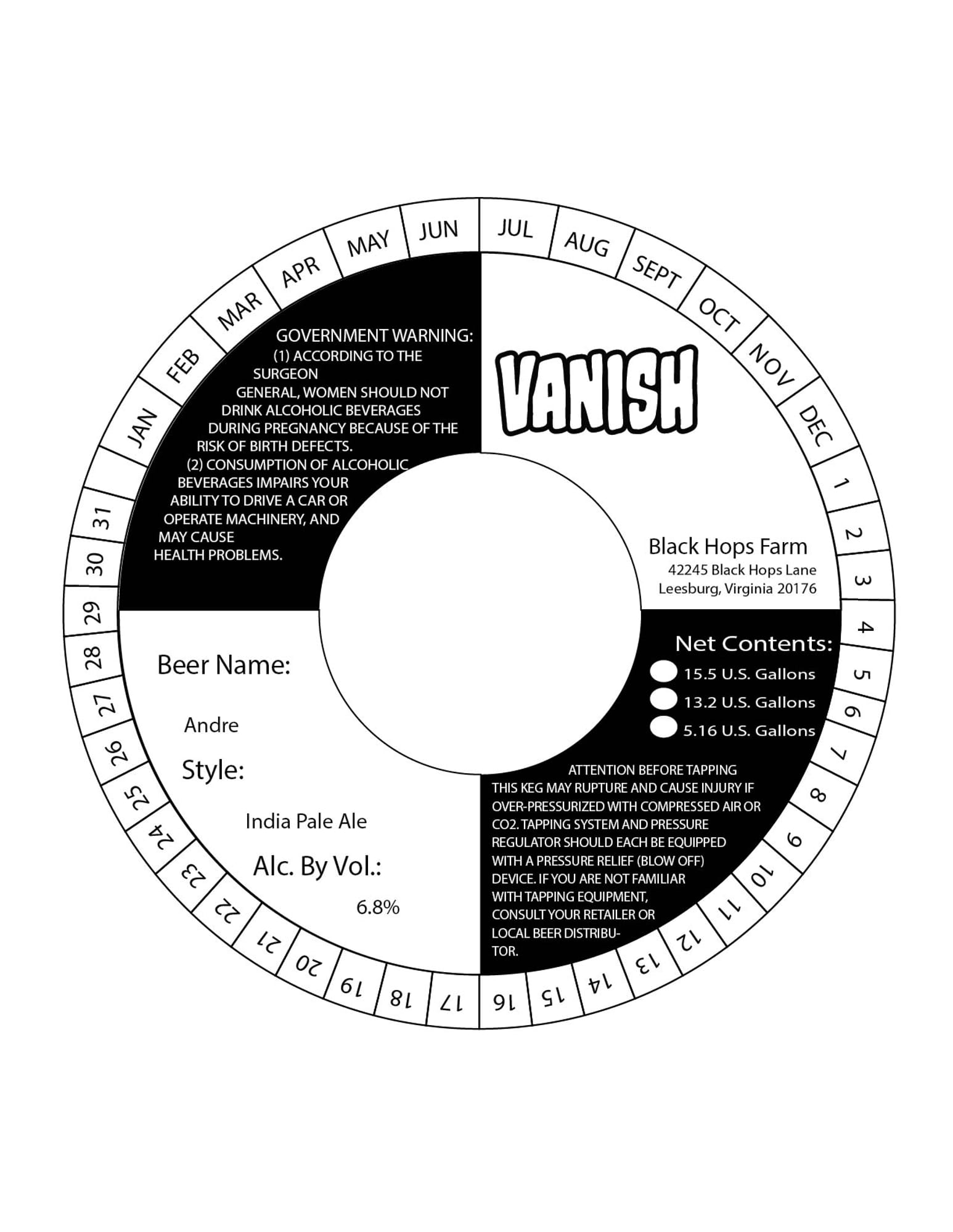 Vanish by Black Hops Farm - beer label