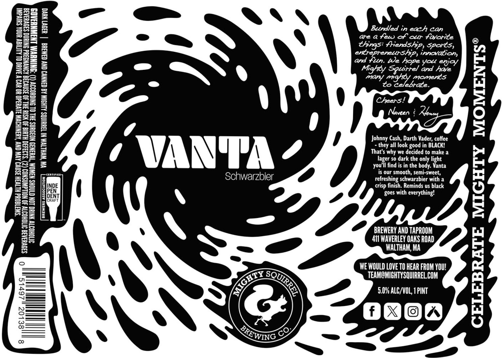 Vanta by Mighty Squirrel Brewing Co. - beer label