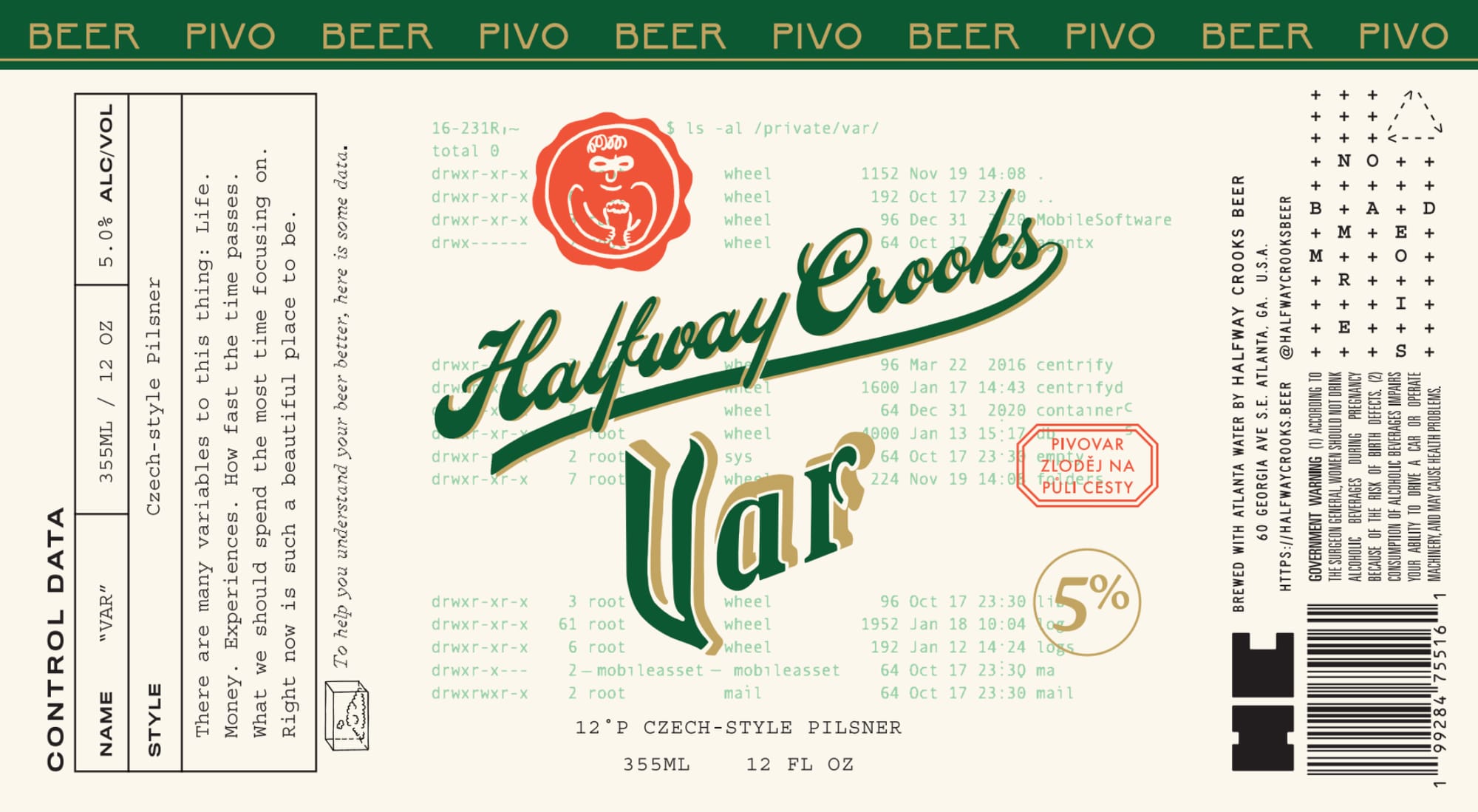Var by Halfway Crooks - beer label