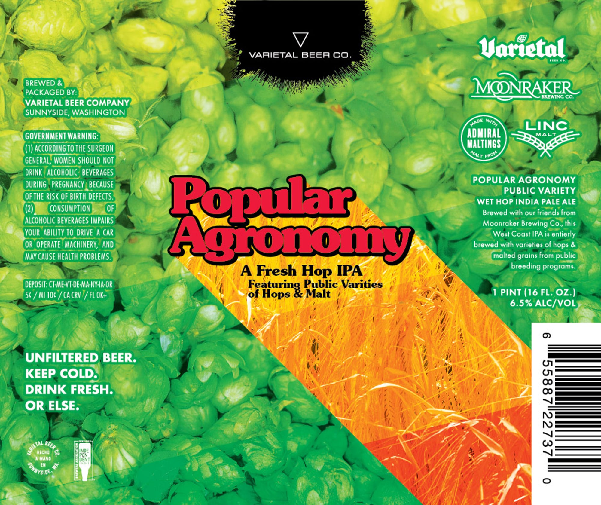 Popular Agronomy by Varietal Beer Co. - beer label