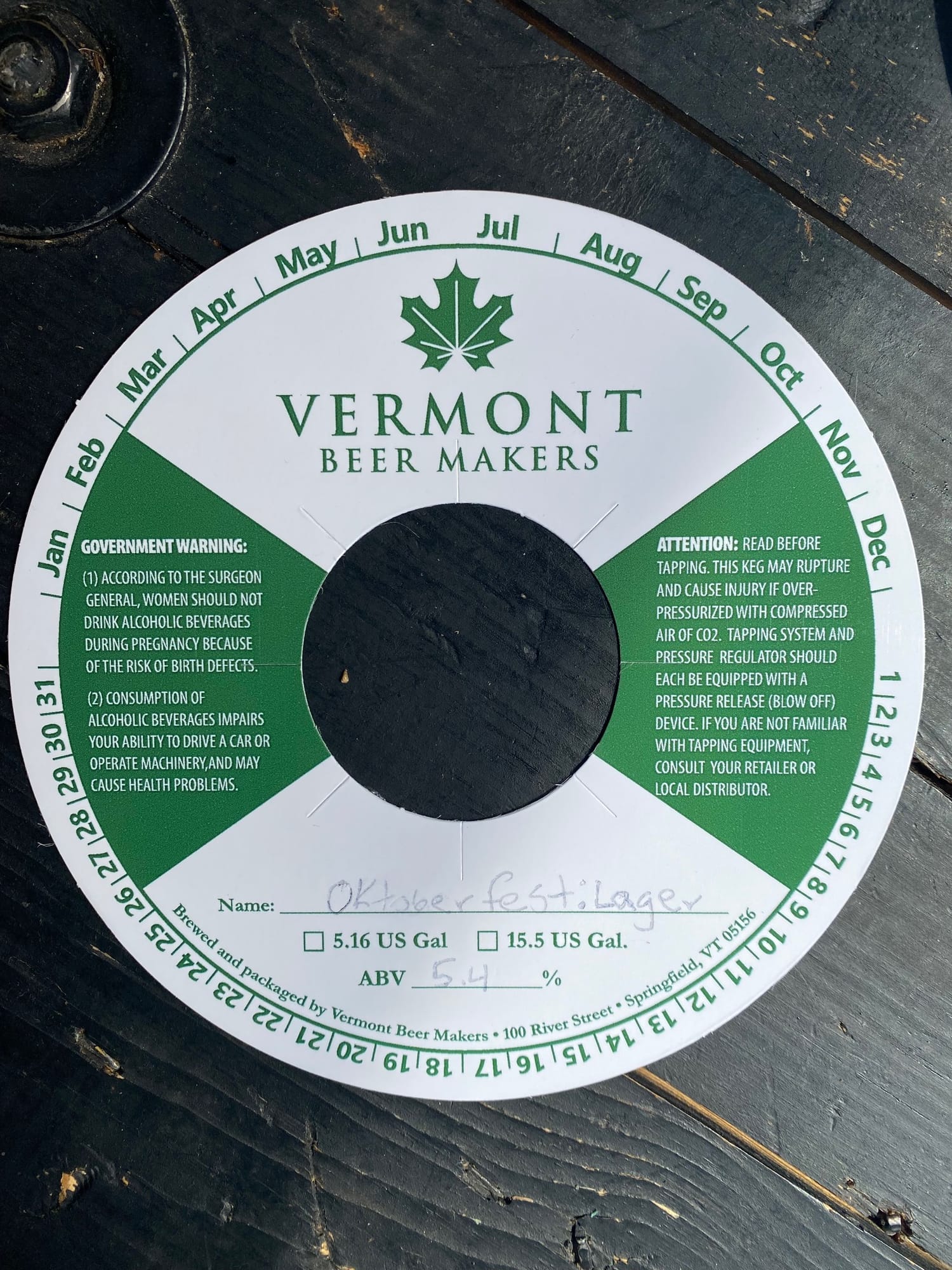 Oktoberfest Lager by Vermont Beer Makers - beer label