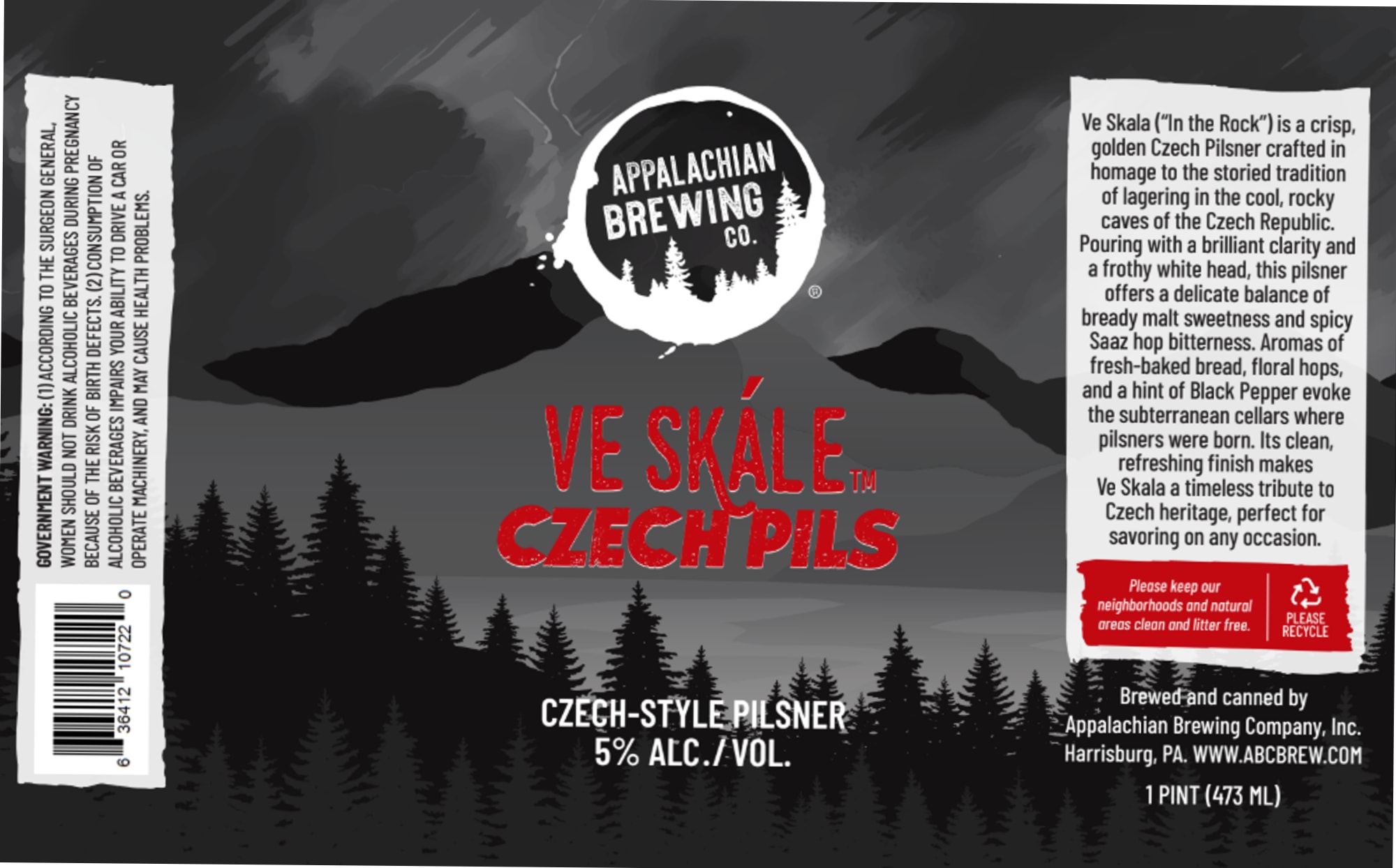 Ve Skále Czech Pilsner by Appalachian Brewing Co. - beer label