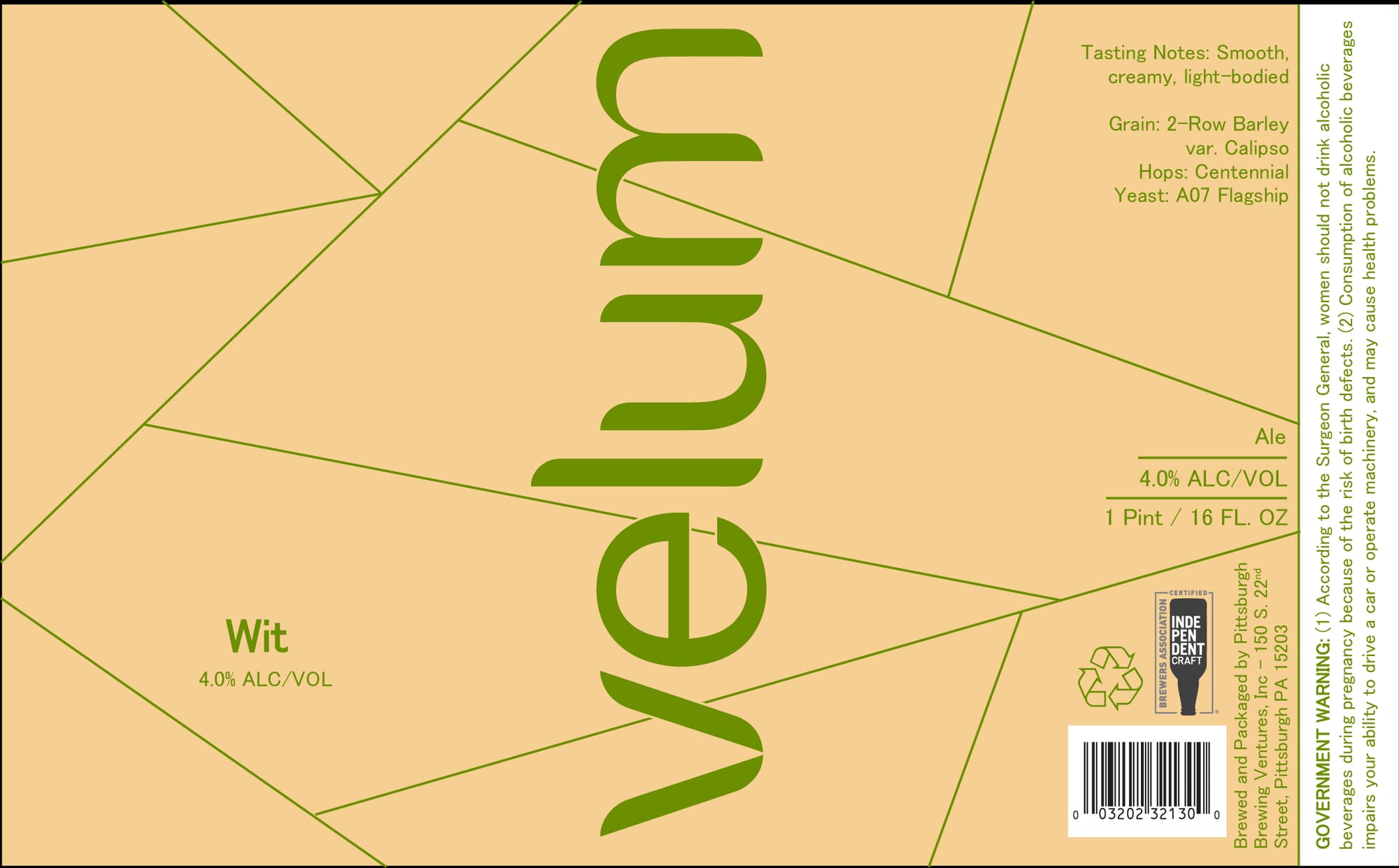 Velum by Independent Brewing Company - beer label
