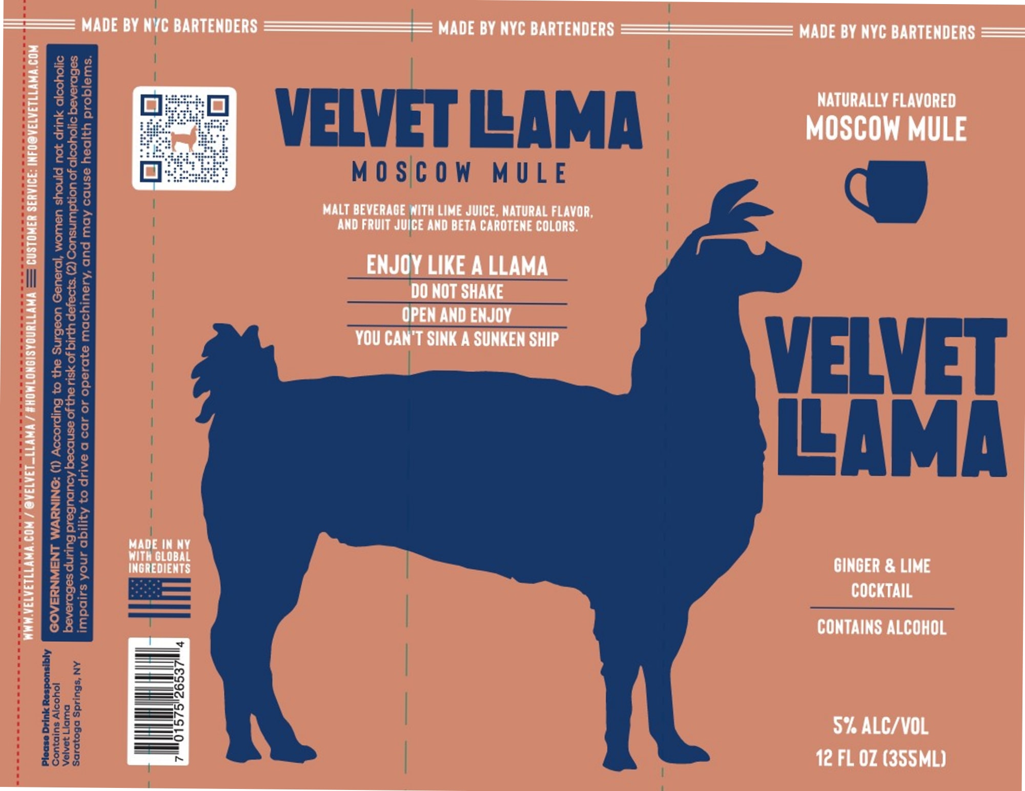 Velvet Lama by Made by NYC Bartenders - beer label