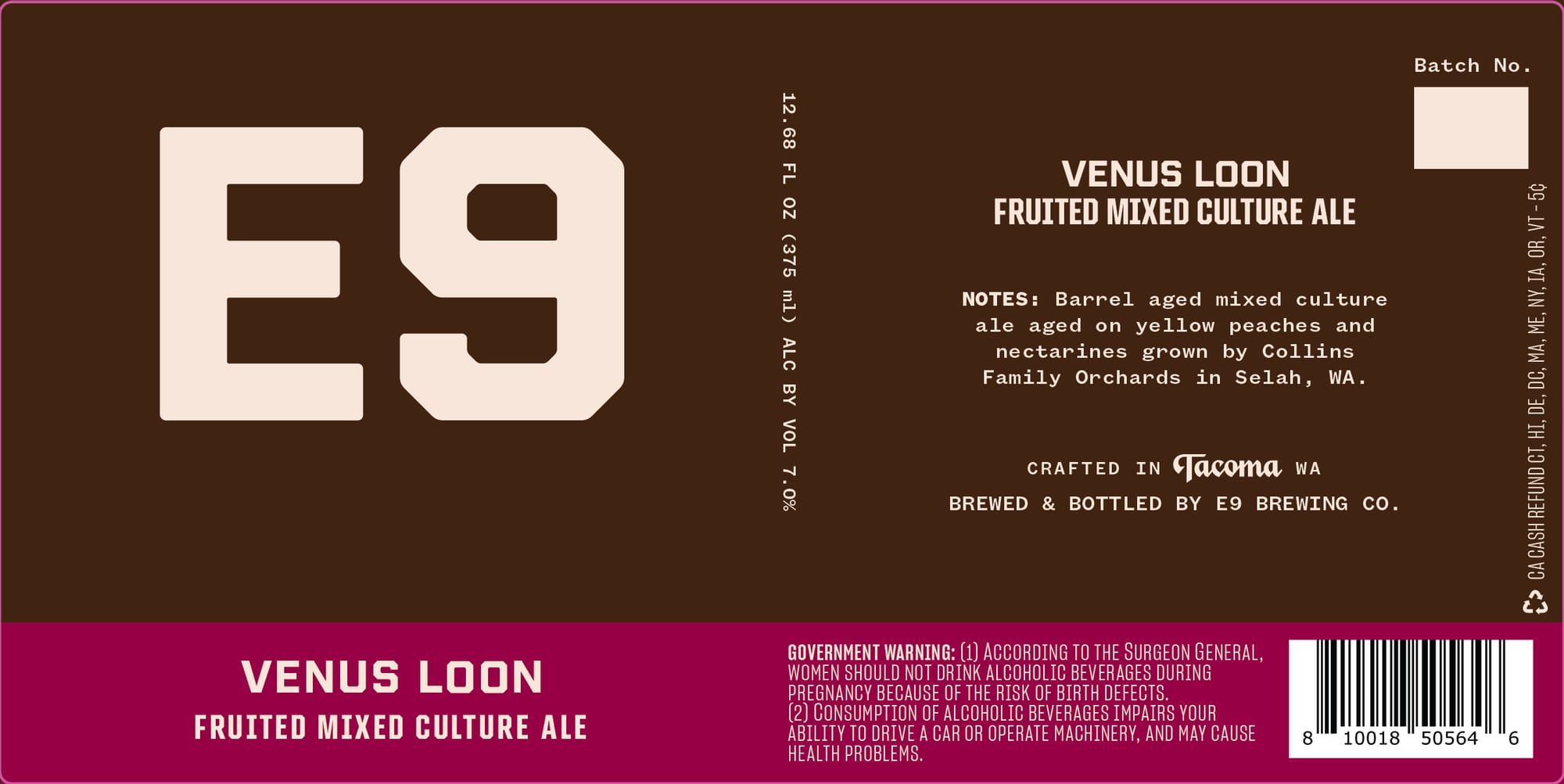 Venus Loon by E9 Brewing - beer label