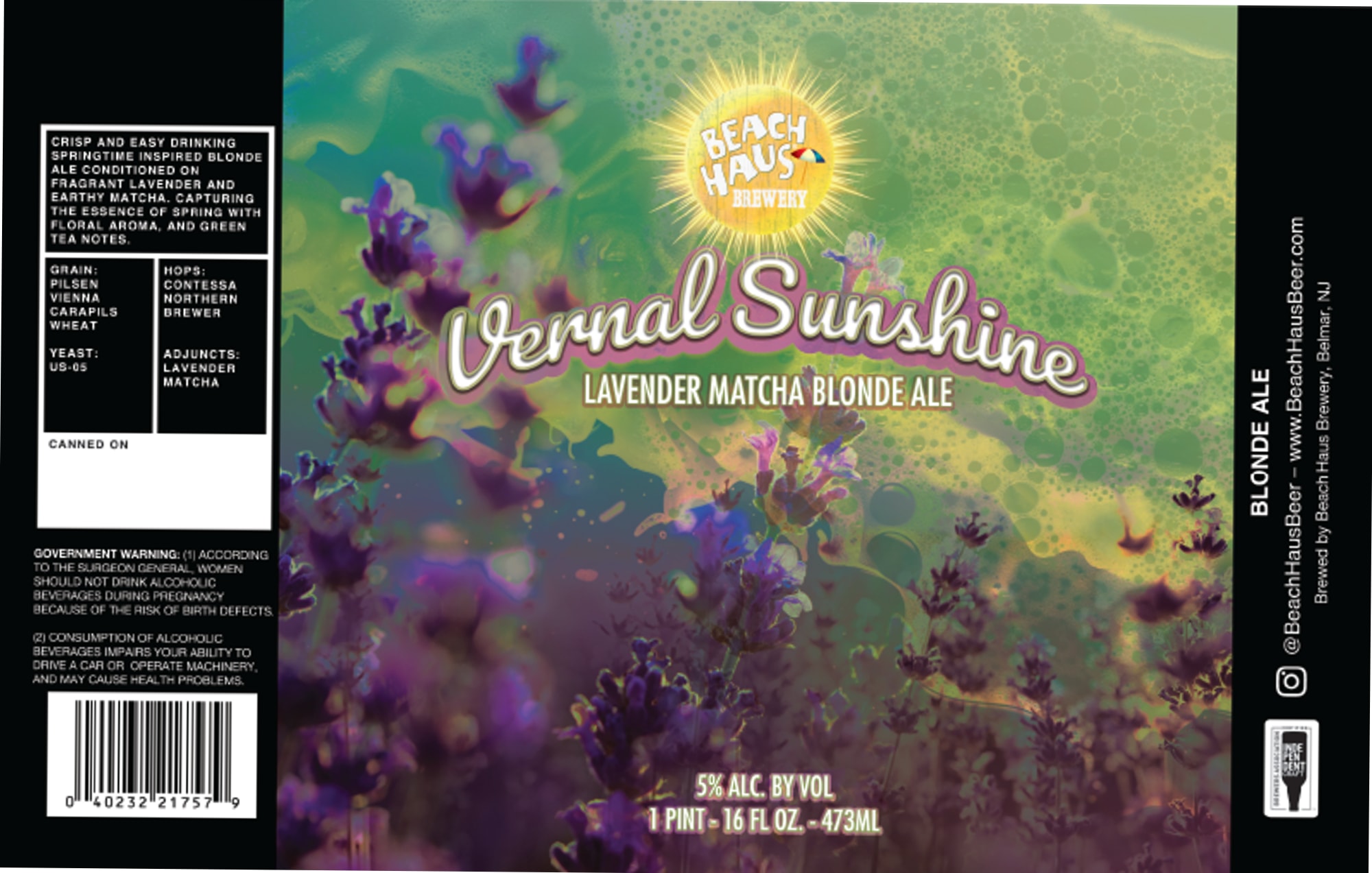 Vernal Sunshine by Beach Haus Brewery - beer label