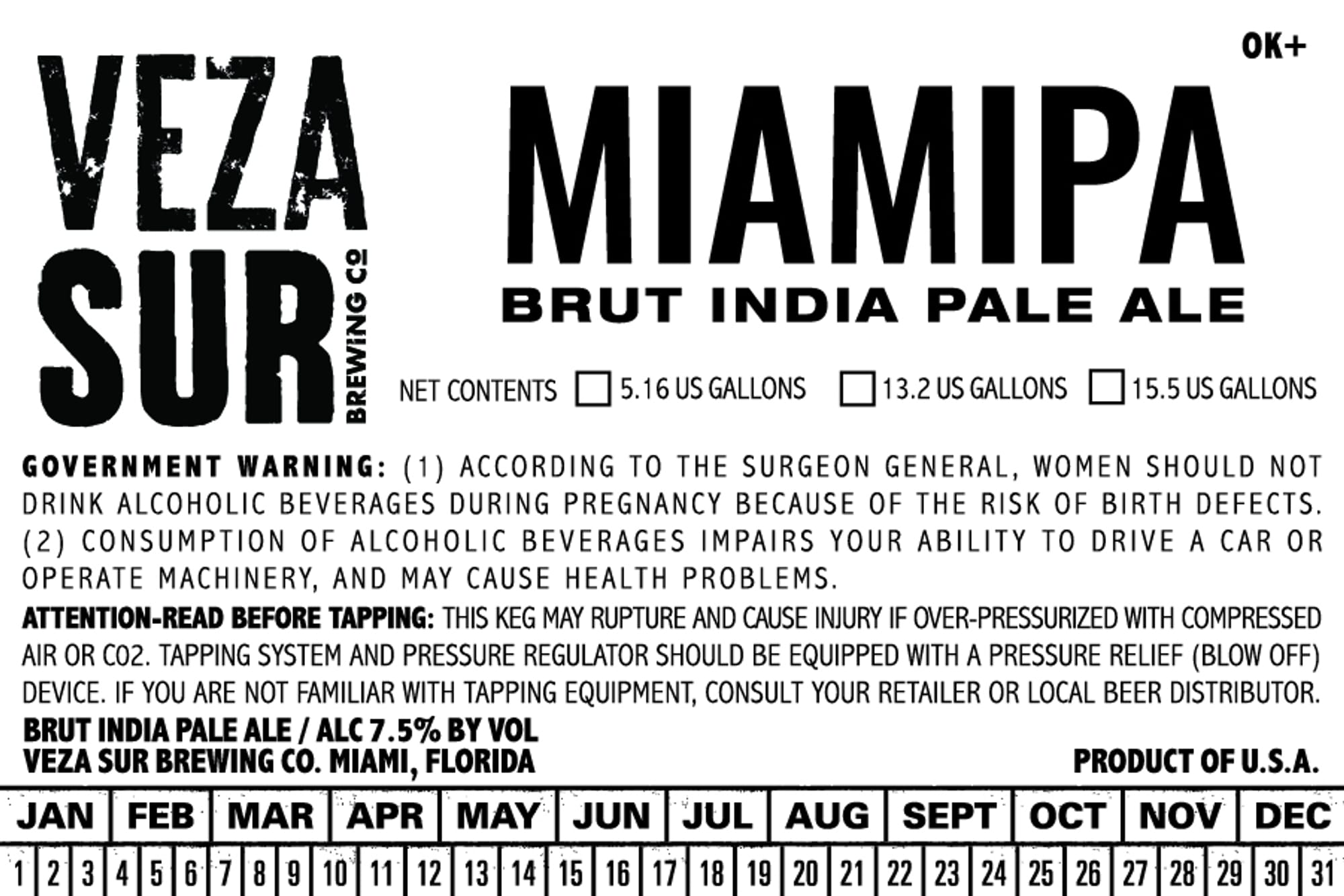 Miami Brut IPA by Veza Sur Brewing Co. - beer label