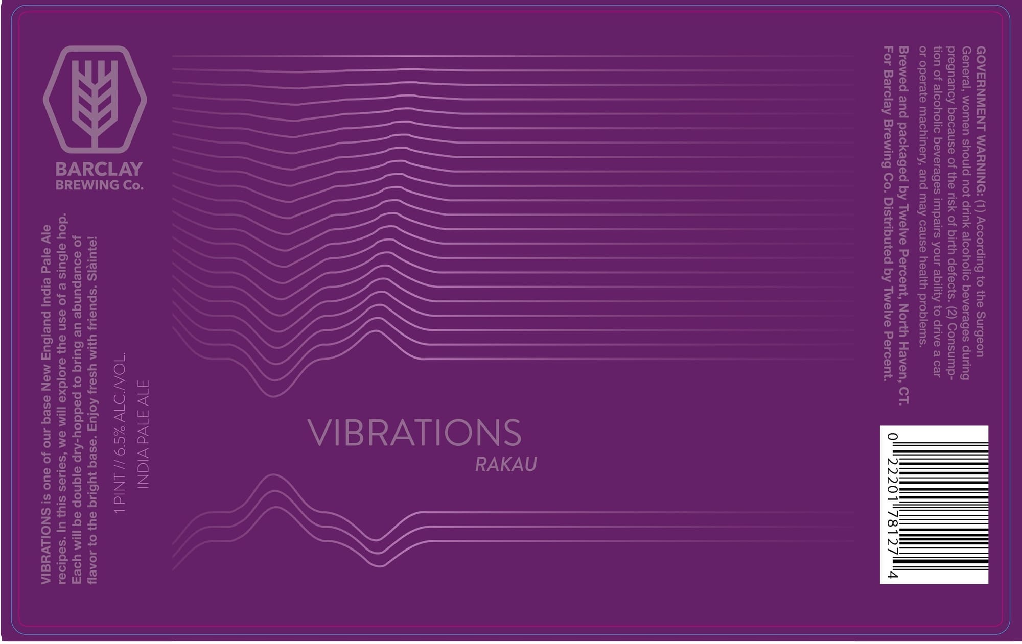 Vibrations Rakau by Barclay Brewing Co. - beer label