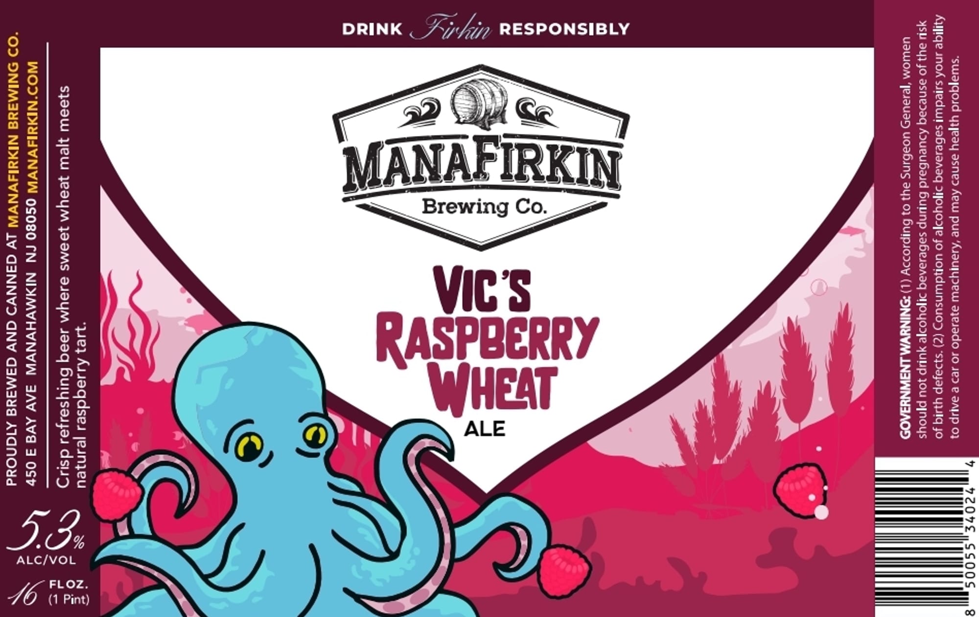 Vic’s Raspberry Wheat by Manafirkin Brewing Co. - beer label