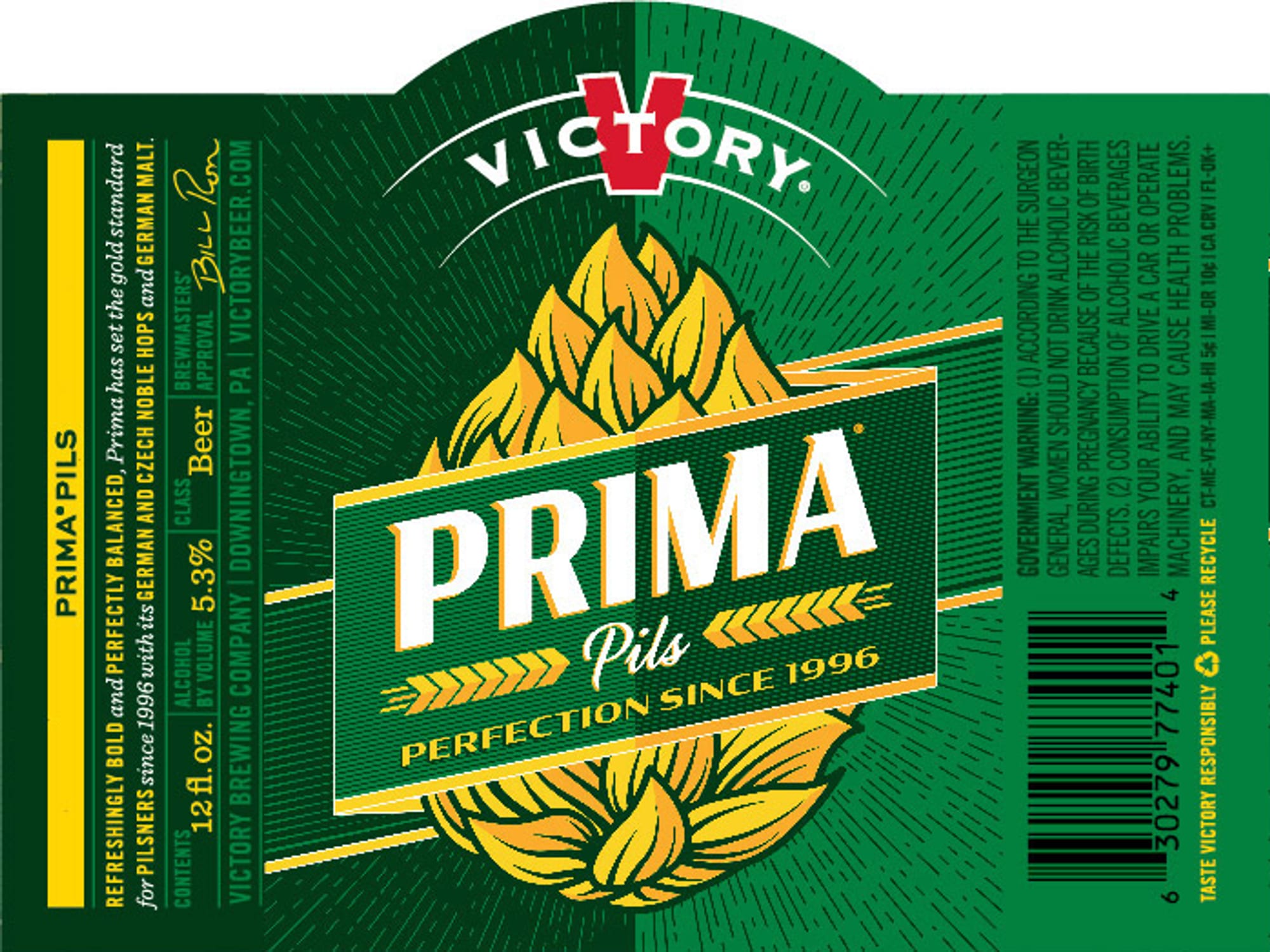 Prima Pils by Victory Brewing Company - beer label