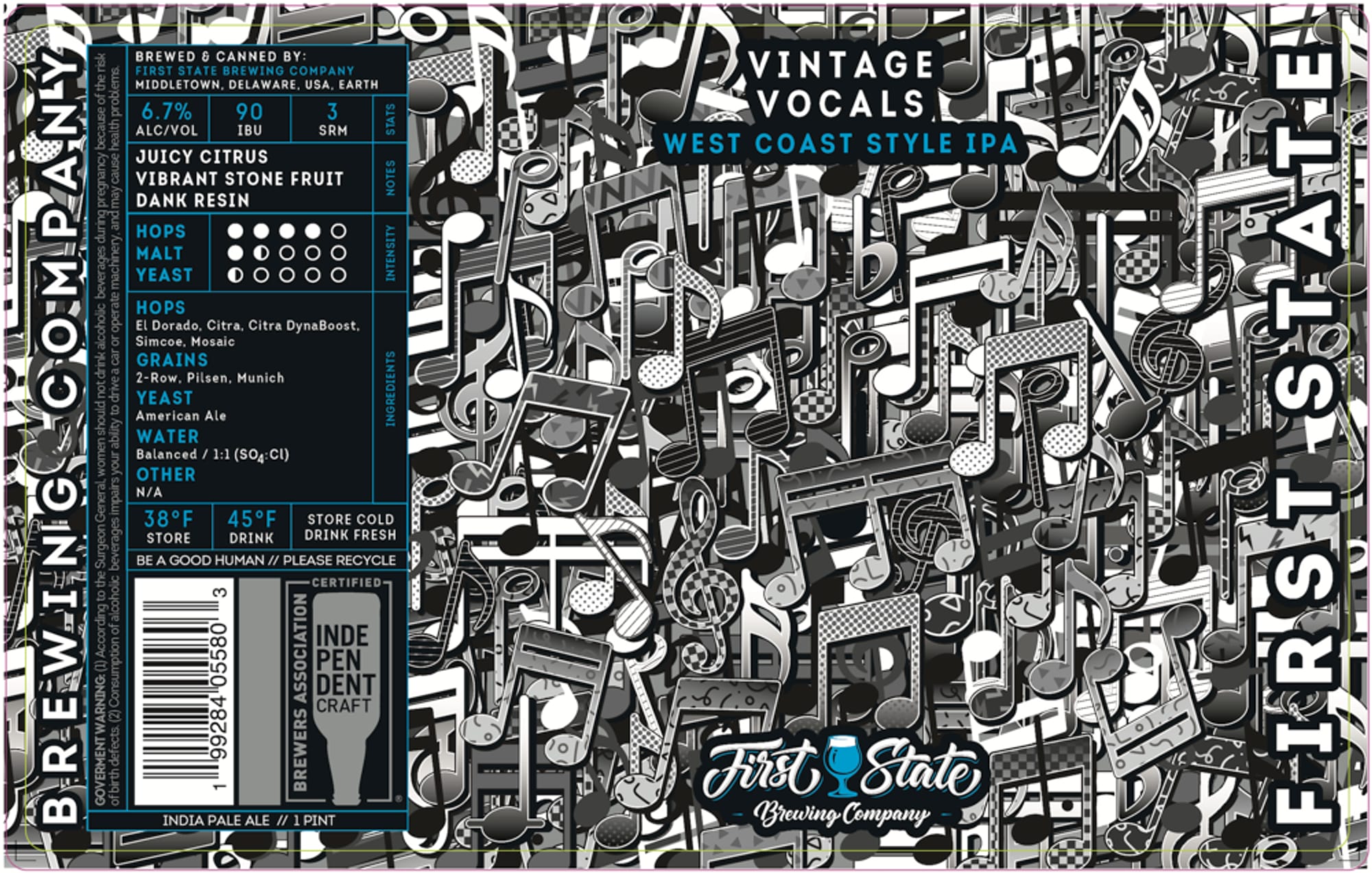 Vintage Vocals by First State Brewing Company - beer label