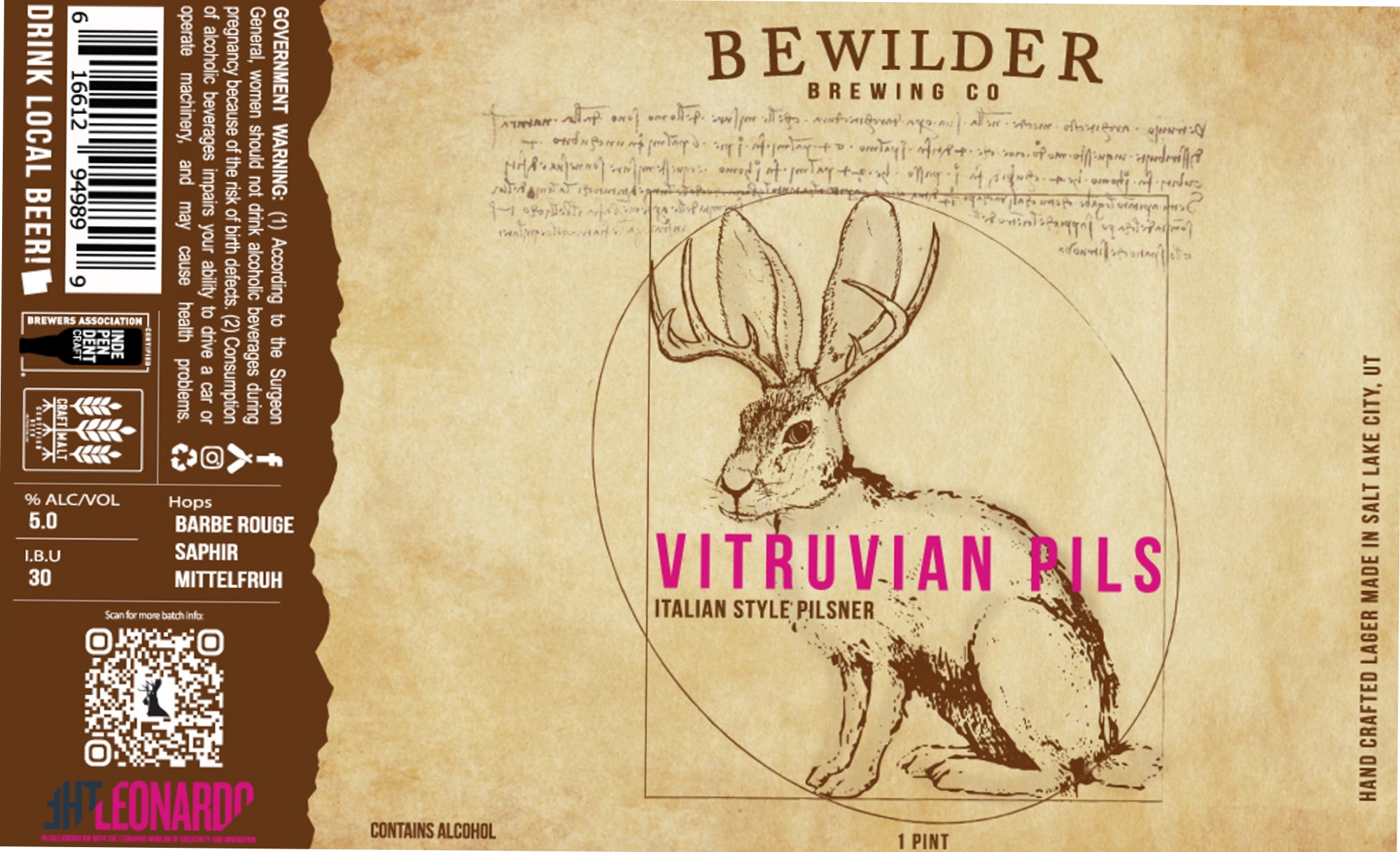 Vitruvian Pils by Bewilder Brewing Co. - beer label