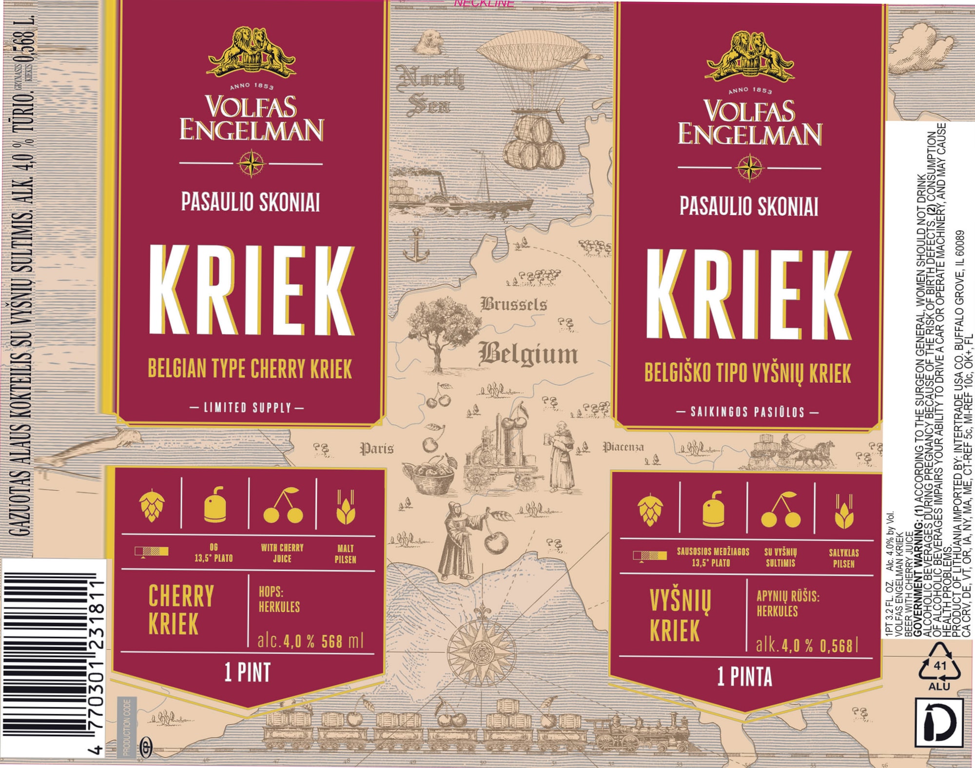 Volfas Engelman Pasauilio Skoniai Kriek by North Sen - beer label