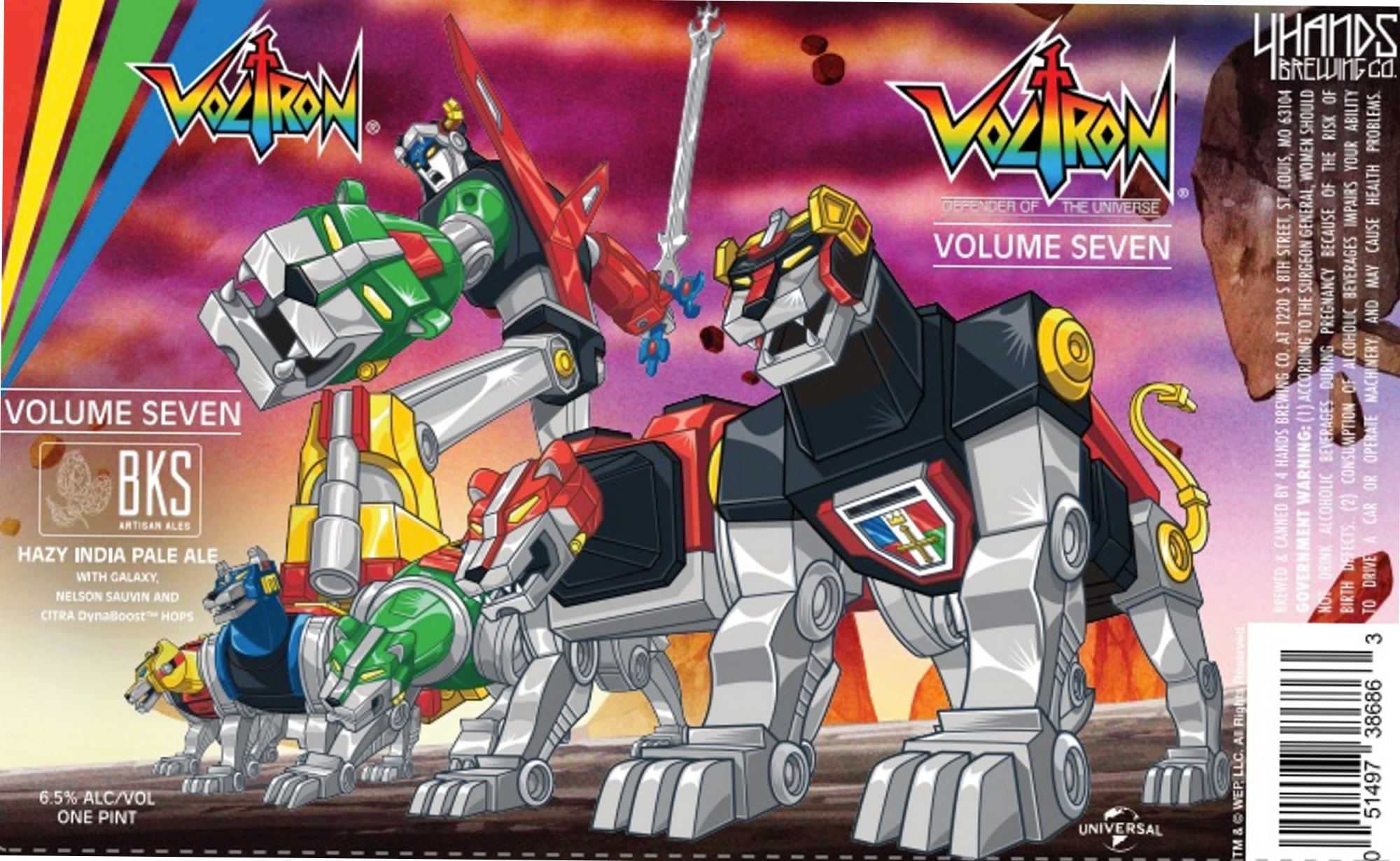 Voltron: Defender of the Universe - Volume Seven by Hands Brewing Co. - beer label