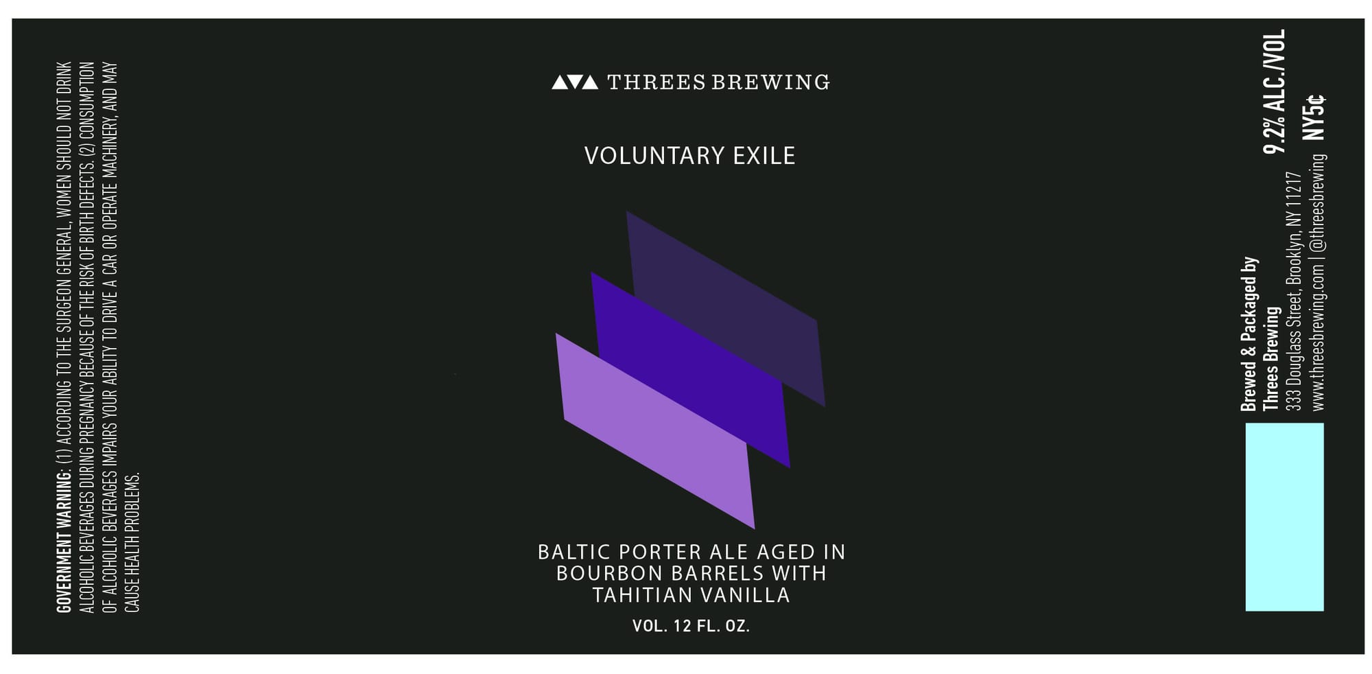 Voluntary Exile by Three Brewing - beer label